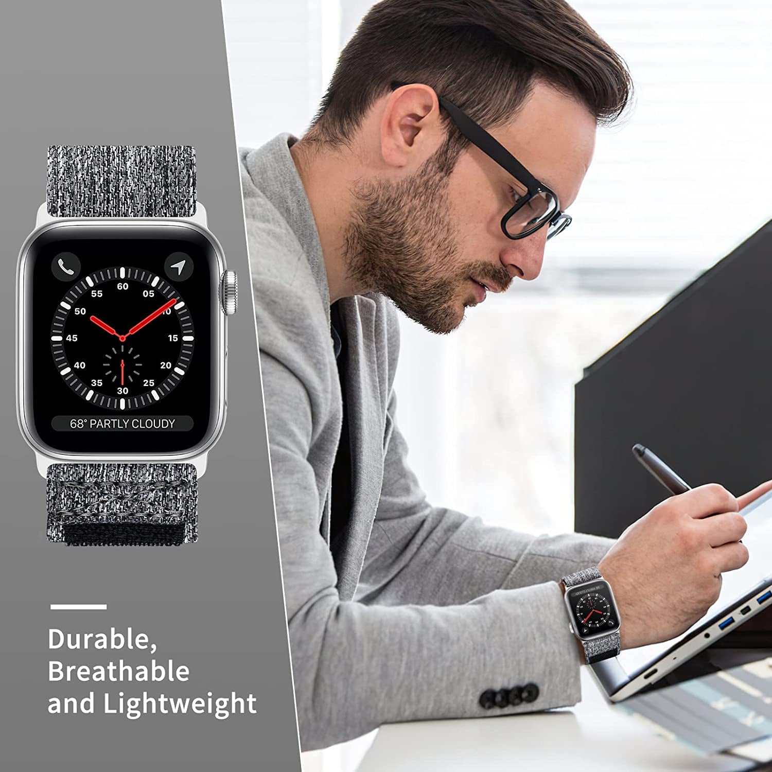 OYODSS Woven Fabric Cloth Band Compatible with Apple Watch Bands 38Mm 40Mm 41Mm 42Mm 44Mm 45Mm 49Mm, Adjustable Breathable Sport Strap for Iwatch Ultra Series 8/7/6/5/4/3/2/1 SE Women Men  OYODSS   