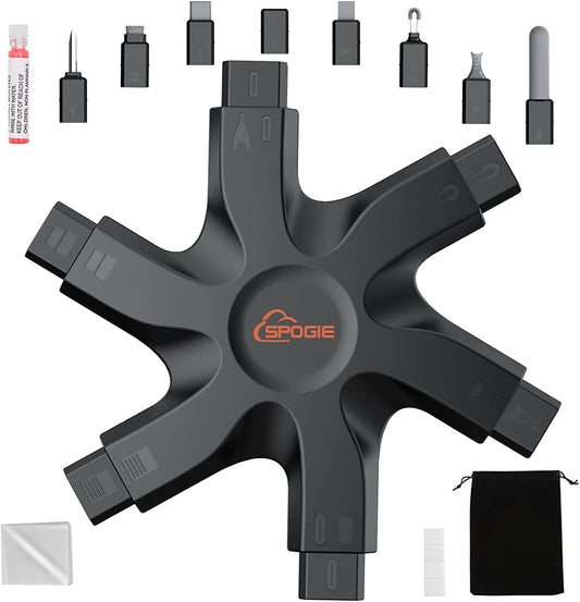 12 in 1 Iphone Cleaning Kit, Airpods Cleaning Kit with Portable Bag, Iphone Charging Port Cleaning Kit, Fix Unreliable Charging Connection, 2023 (Black)  Spogie   