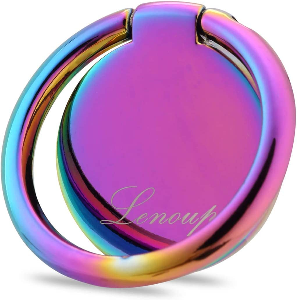 Lenoup Rainbow Cell Phone Ring Stand Holder,Purple Multicolor Ring Grip Kickstand,360 Rotation Metal Finger Ring for Almost All Phones,Pad  lenoup   
