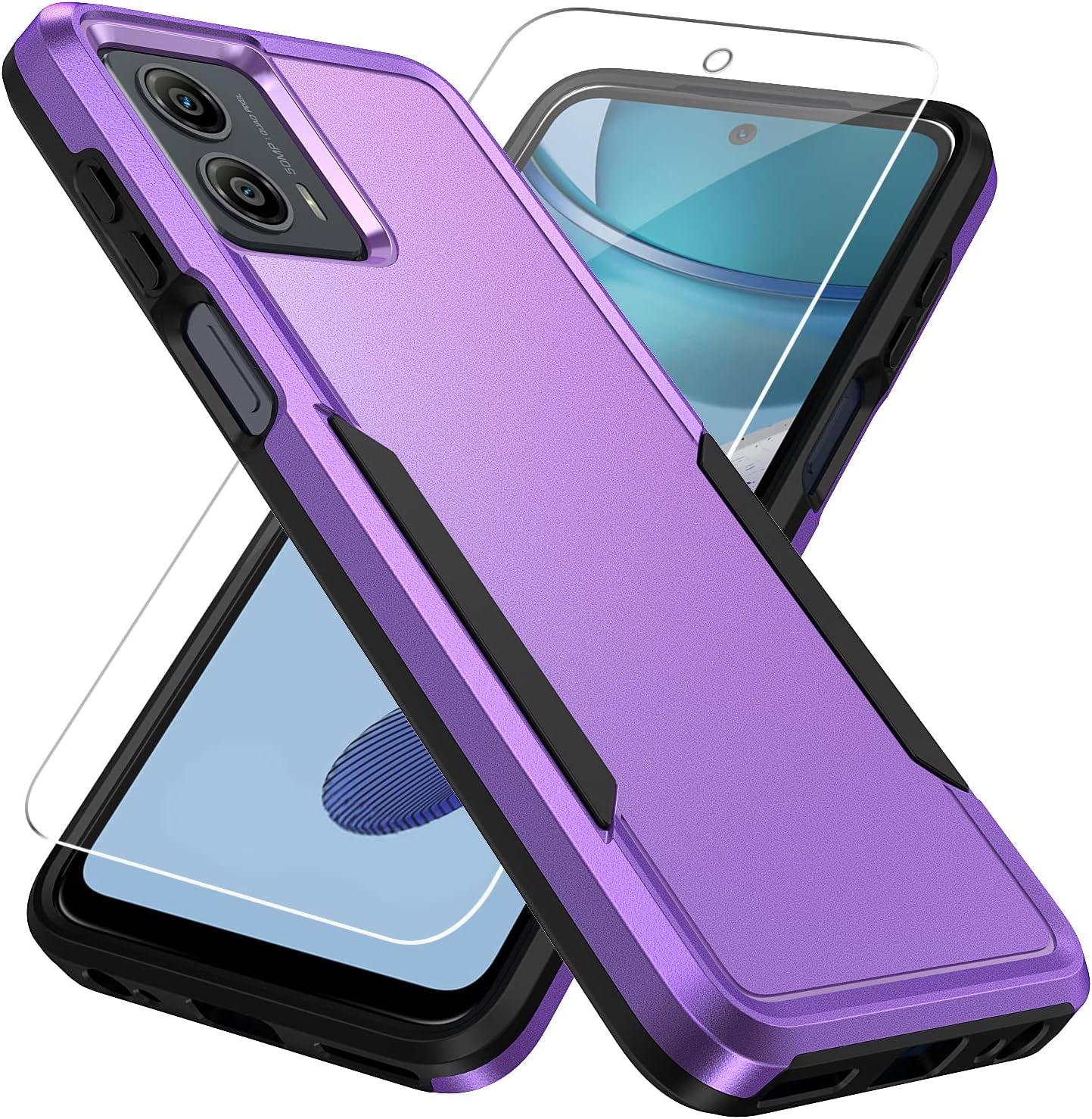 Warsia for Moto G 5G 2023 Case,Motorola G 5G 2023 Case with Screen Protector[Military Grade Drop Tested] Heavy-Duty Tough Rugged Shockproof Protective Case for Motorola Moto G 5G 2023, Green  BOYOSS Purple  