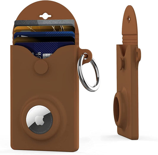 Dentang Wallet for Airtag with Keychain, Thin Minimalist Front Pocket Wallet Credit Card Cash Purse with Case Holder for Apple Air Tag (Brown), Qb 122  Dentang   