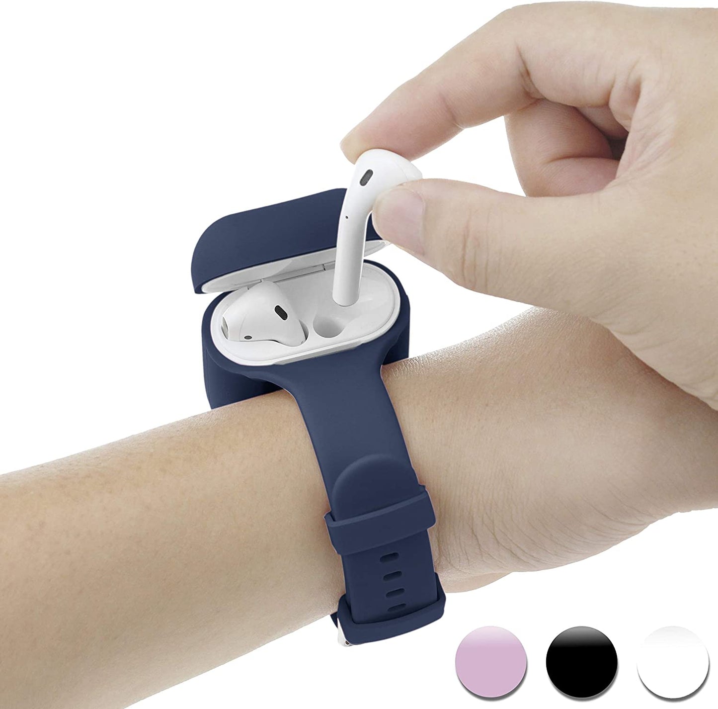 Wrist Band Accessories for Airpods/Airpods 2 Case Sport Strap Cover Full Protective Silicone Skin Compatible with Apple Airpods 1St and 2Nd Wireless Charging Case (Black+Blue)  BabyValley   