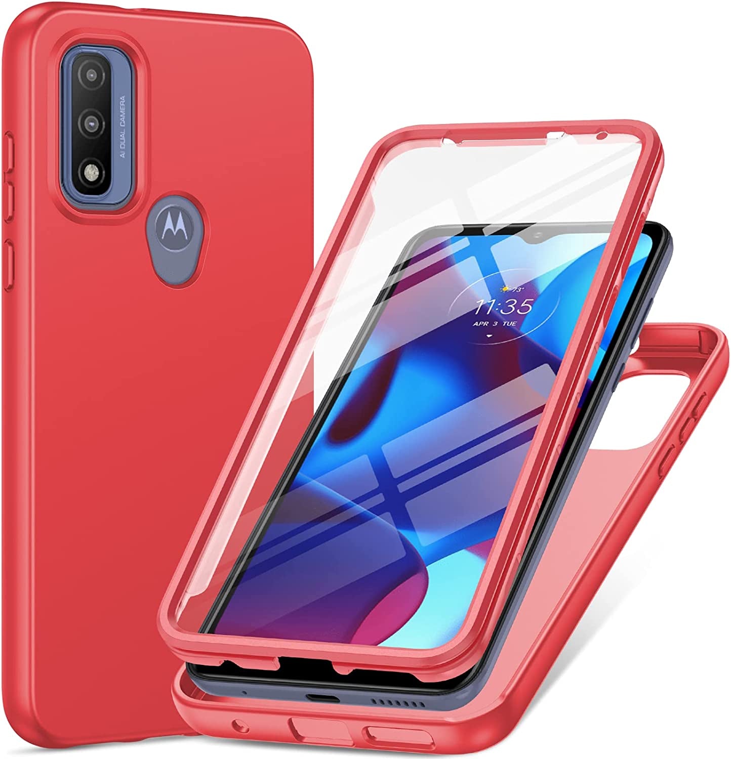PUJUE for Motorola Moto-G Pure Phone Case: G Play 2023 | G Power 2022 Silicone Matte Case 360 Full Protection - Rugged Bumper Durable Shockproof Drop Protective TPU Cell Phone Cover Woman Men (Black)  PUJUE Red  