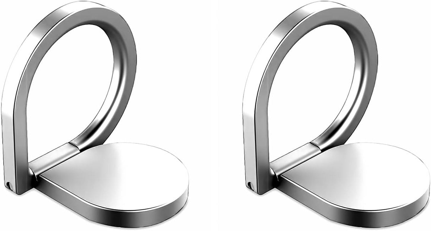 Finger Ring Stand, 360 Rotary Cell Phone Holder Finger Loop Grip Mount Universal Smartphone Kickstand,Ieugen Compatible with Iphone 14/Iphone 13/Galaxy S23/Galaxy S22/Galaxy  iEugen silver 2 pack  