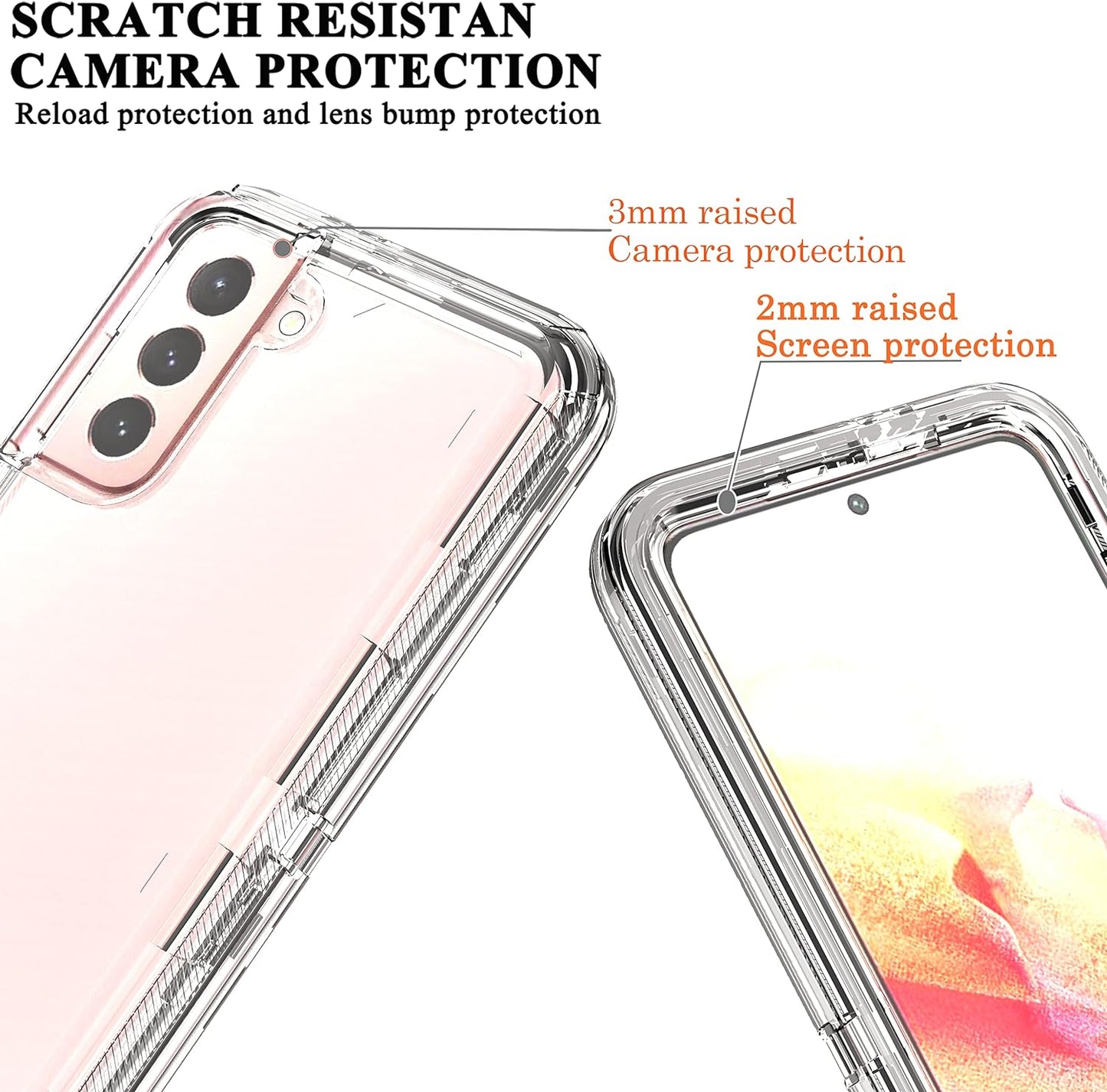 Ymhxcy Galaxy S21 Case, Drop 3 Layer Durable Cover (No Screen Protector) Solid Rubber Case / 16Ft Test Clear Case for Samsung Galaxy S21-Crystal Clear  YmhxcY   