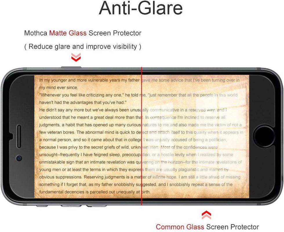 Mothca Matte Glass Screen Protector for Iphone 8 7 6S 6 Anti-Glare & Anti-Fingerprint 9H HD Clear Tempered Glass Film Smooth as Silk (Not for SE 2020)  Mothca   