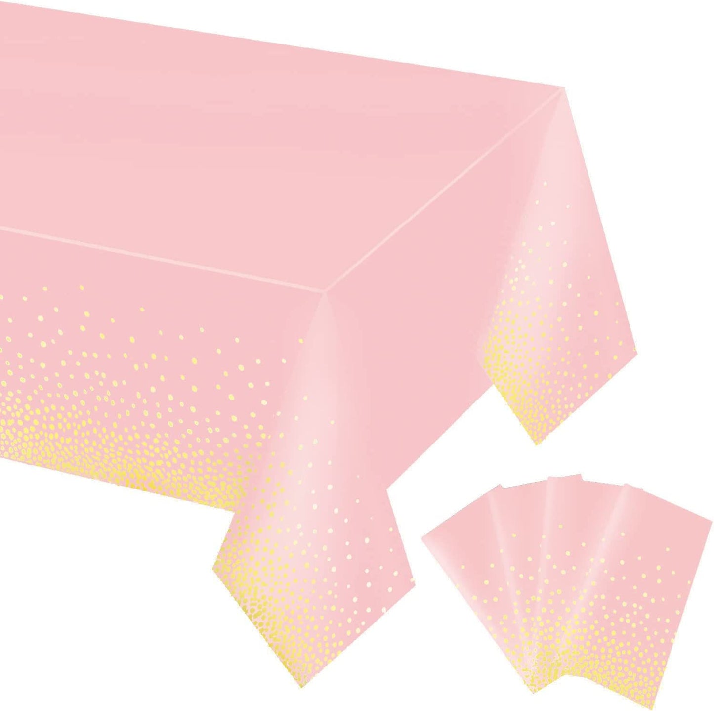 Gexolenu 4 Pack Black and Gold Disposable Plastic Tablecloth for Rectangle Tables(54" X 108"), Party Table Cloth Birthday,Table Cloths Graduation Decorations Class of 2023  Gexolenu Pink Gold 4 PCS 