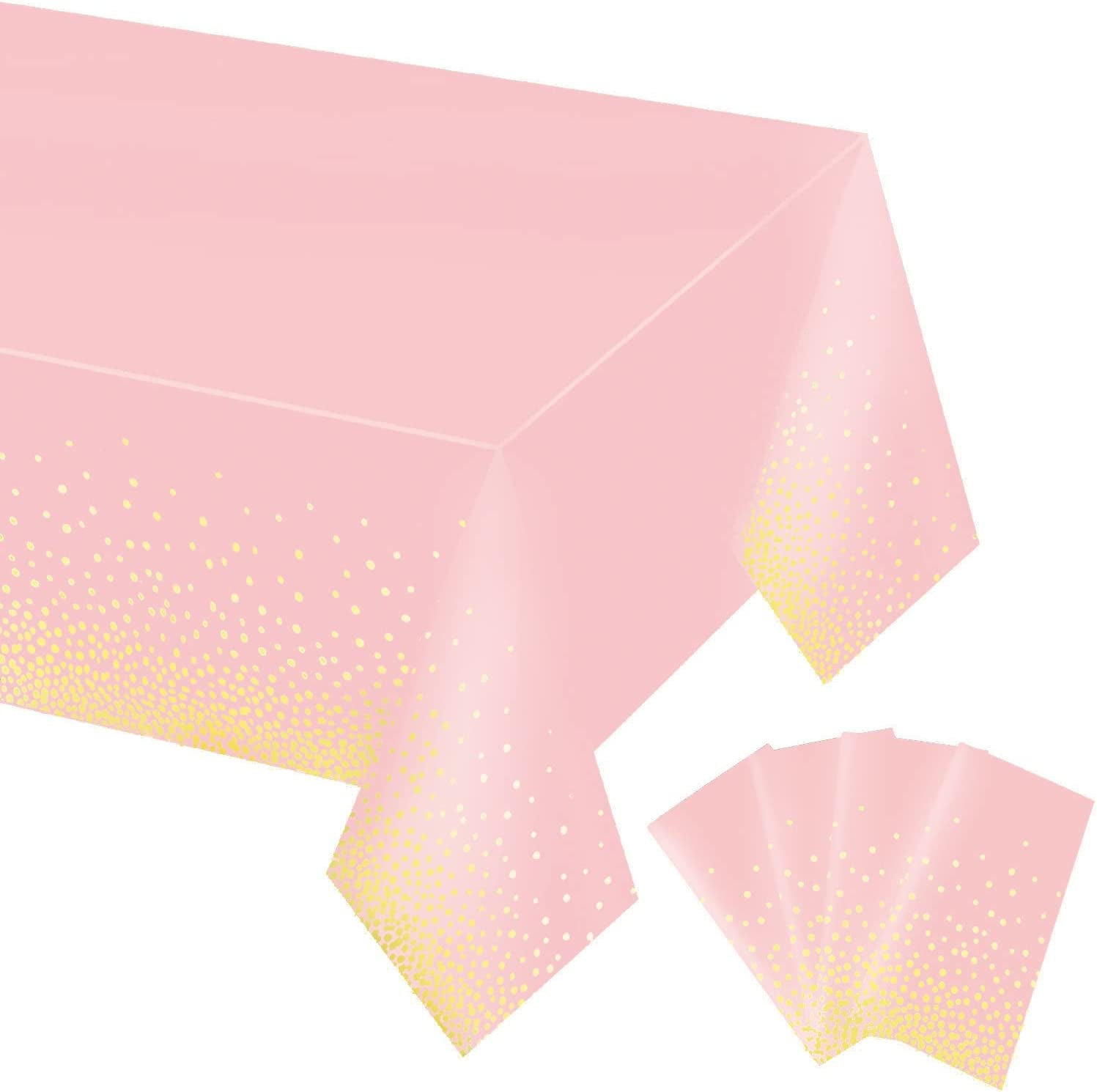 Gexolenu 4 Pack Black and Gold Disposable Plastic Tablecloth for Rectangle Tables(54" X 108"), Party Table Cloth Birthday,Table Cloths Graduation Decorations Class of 2023  Gexolenu Pink Gold 4 PCS 