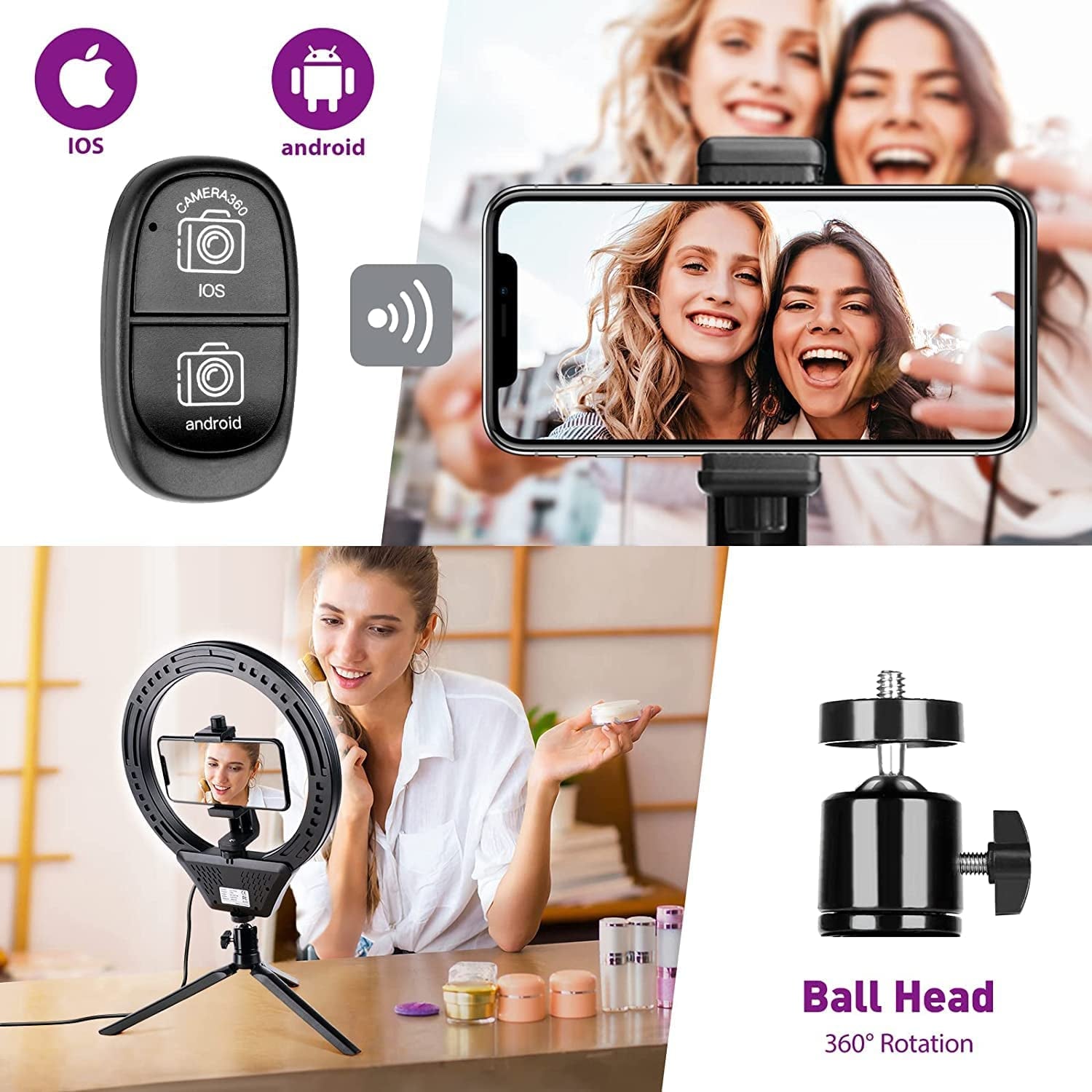 10" Ring Light with Tripod Stand and Phone Holder RGB Selfie Ring Light with 59" Stand & Desk Phone Tripod Stand,8 Dimming Levels,17 Color LED Ring Lights for Phone,Live Stream,Make Up,Youtube,Tiktok  VALUSIN   