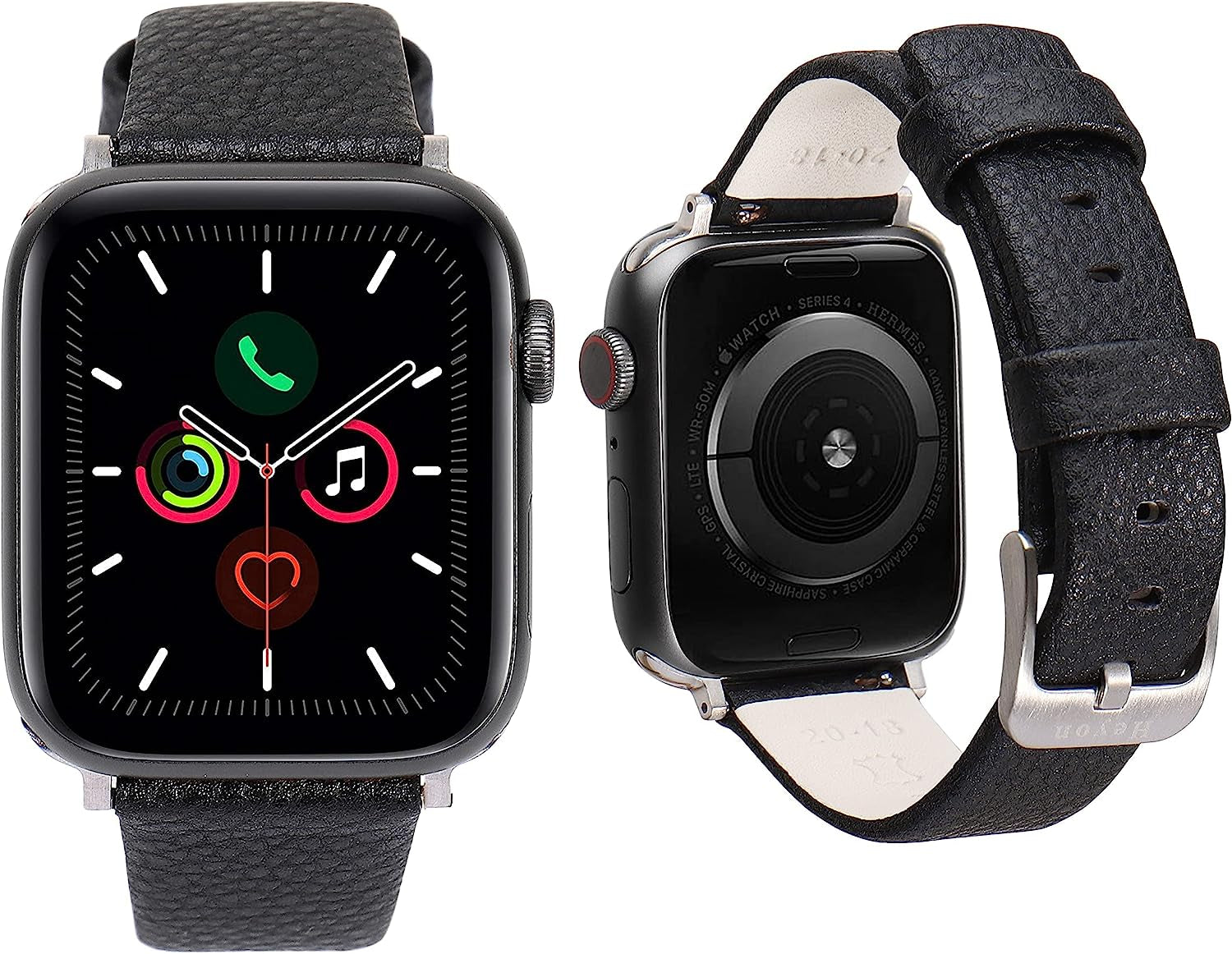 Heyon Leather Band Compatible with Apple Watch 42Mm 44Mm Men,None-Sewing Fashion Design Leather Iwatch Band for Series 6 5 4 3 2  Heyon   