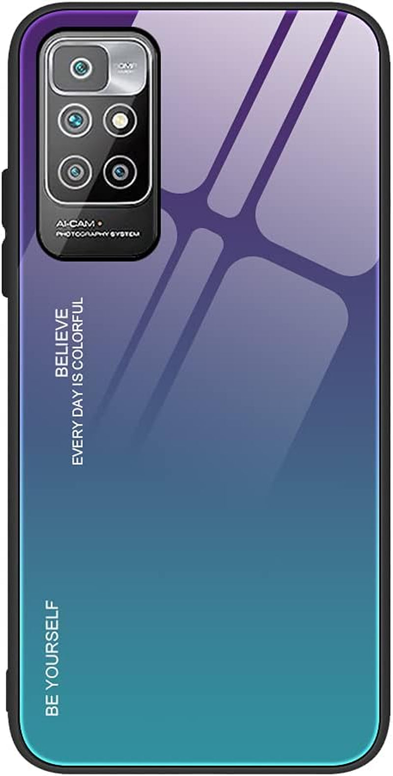 EASSGU Case for Xiaomi Redmi 10 2022 Is Made of Soft TPU Border Tempered Glass Back Cover Drop Resistant Scratch Resistant Purple Red  EASSGU Purple Blue Color Gradient 