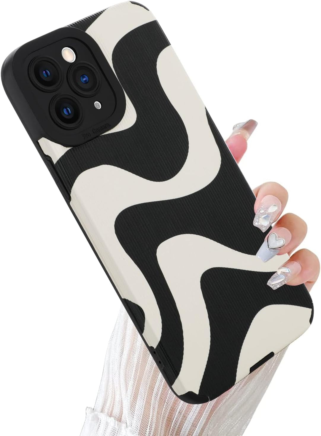 Wlxee Compatible Iphone 12 Pro Max 6.7 "2020 Wave Pattern Mobile Phone Case, Soft TPU Bumper Silicone Glue Mobile Phone Case Cute Zebra Pattern Pattern Designed for Female Girls  Wlxee For Iphone 11 Pro Max  