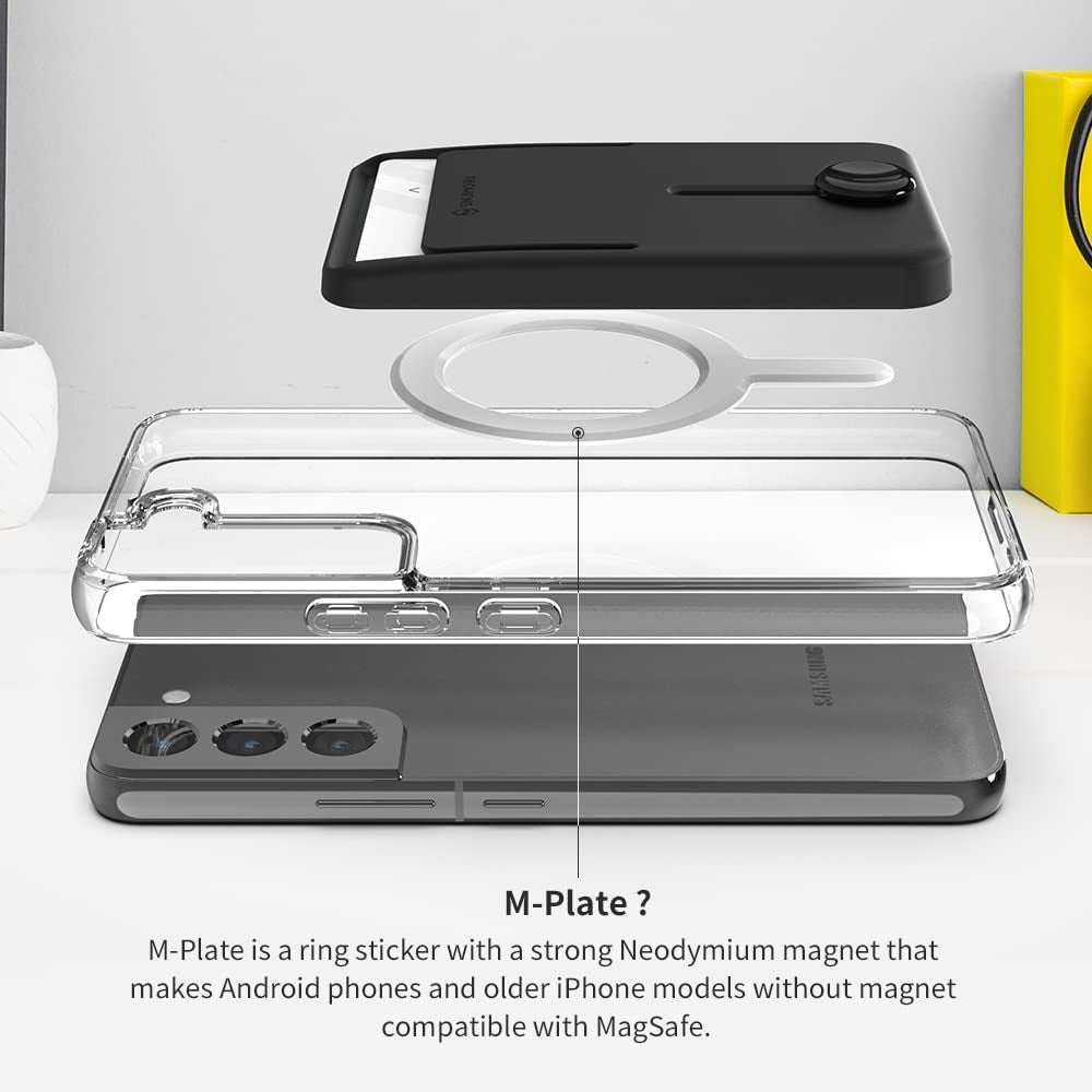 Sinjimoru Pop up Phone Wallet for Magsafe, Magnetic Phone Credit Card Holder for Back of Cell Phone Case with Quick Access for Iphone 12, 13 & 14 Series. M-Button Wallet Matte Clear  Sinjimoru Co.Ltd   