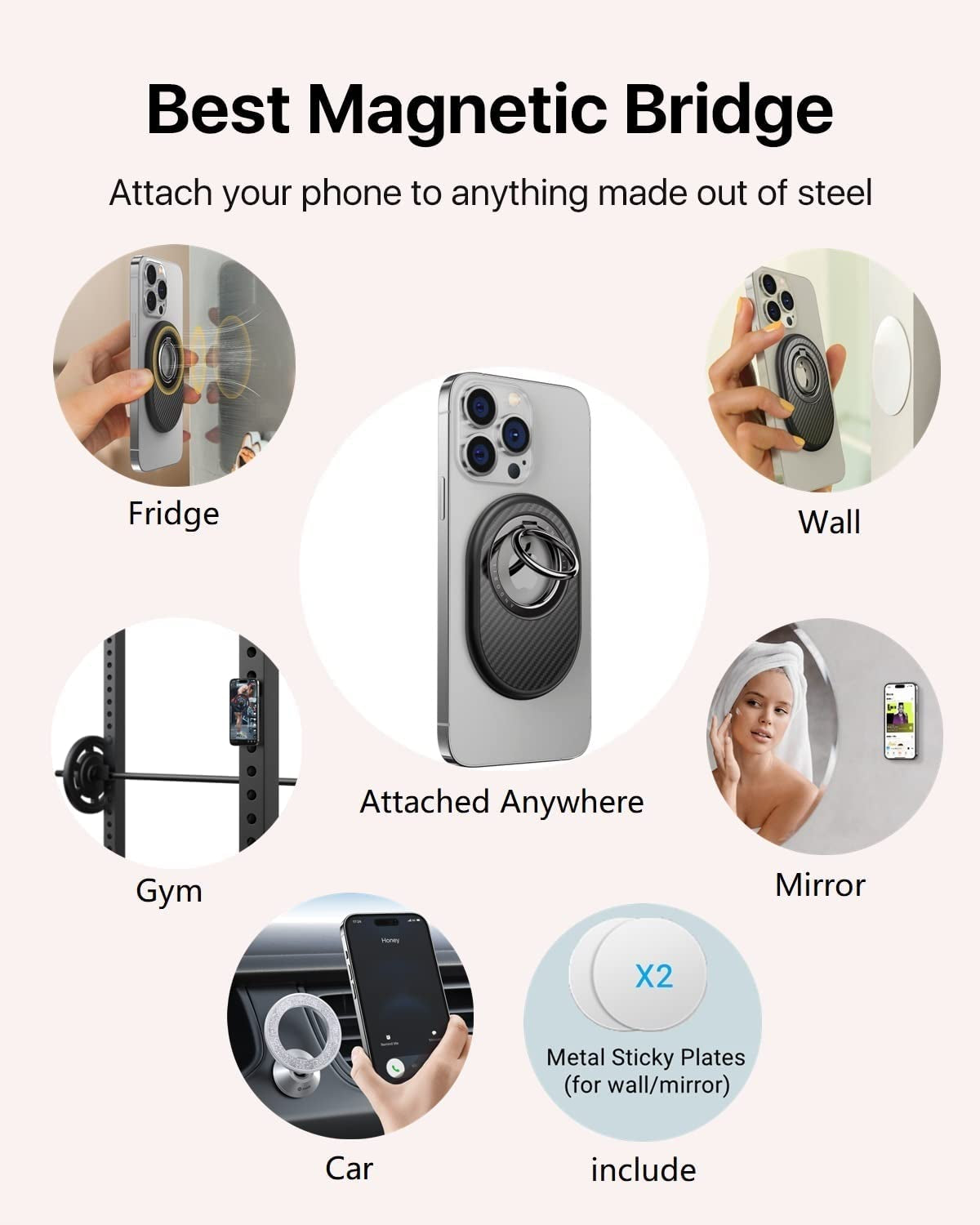 [2023 Newest] Andobil Easyfly Magnetic Phone Grip [Strongest Magnet Power] Gym Cell Phone Finger Ring Holder Compatible with Magsafe Iphone 14 Pro Max 14 13 12, Rotate Kickstand, Carbon Fiber Design  andobil   