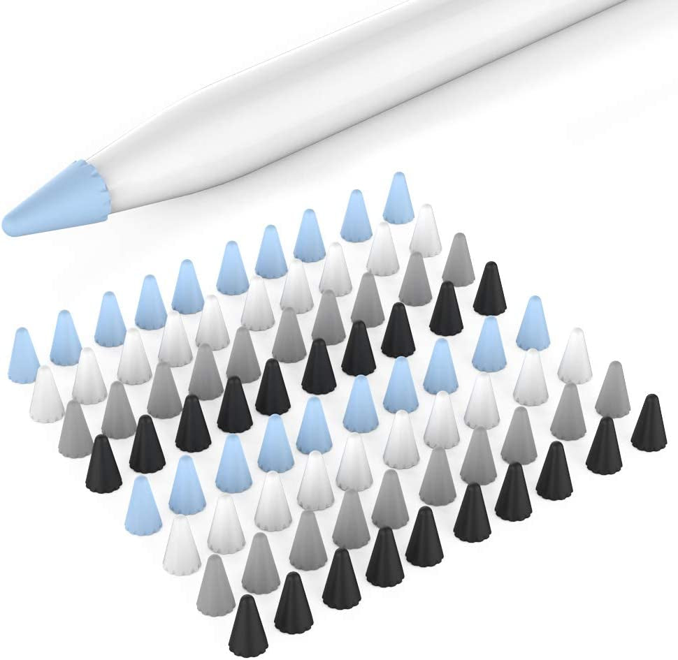 Delidigi 40 Pack Tips Cover for Apple Pencil 2Nd Generation and 1St Gen Silicone Nibs Caps Writing Protection Accessories((Blue+ Black+Grey+ White,40Pack)  Delidigi Blue,Black,Grey,White  