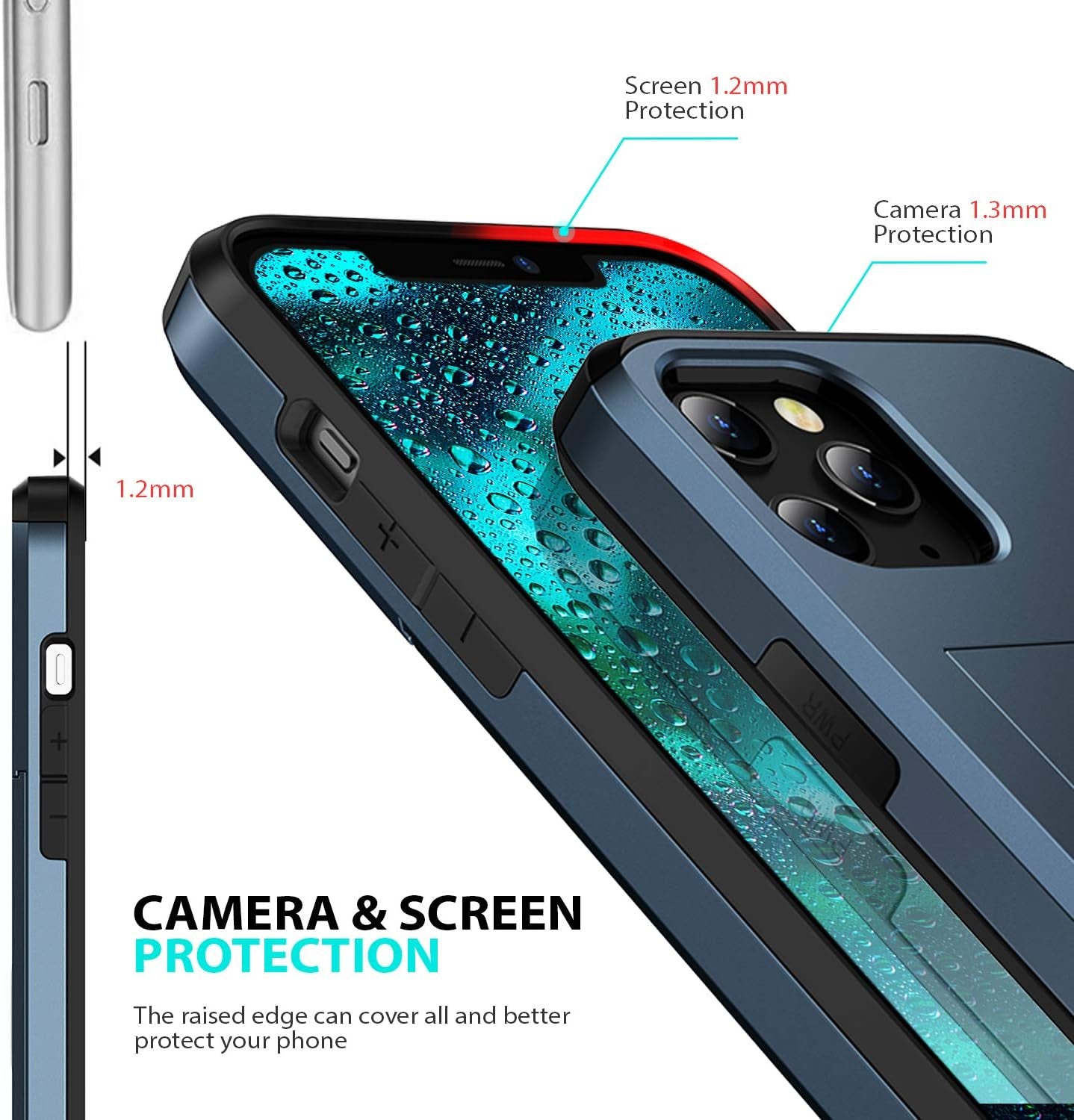 Zuslab Wallet Case Compatible with Apple Iphone 12 Pro Max, Cover with Card Holder, Shockproof anti Scratch Replacement for Iphone 12 Pro Max, with Screen Protector [X2Pack] Dark Blue  ZUSLAB   