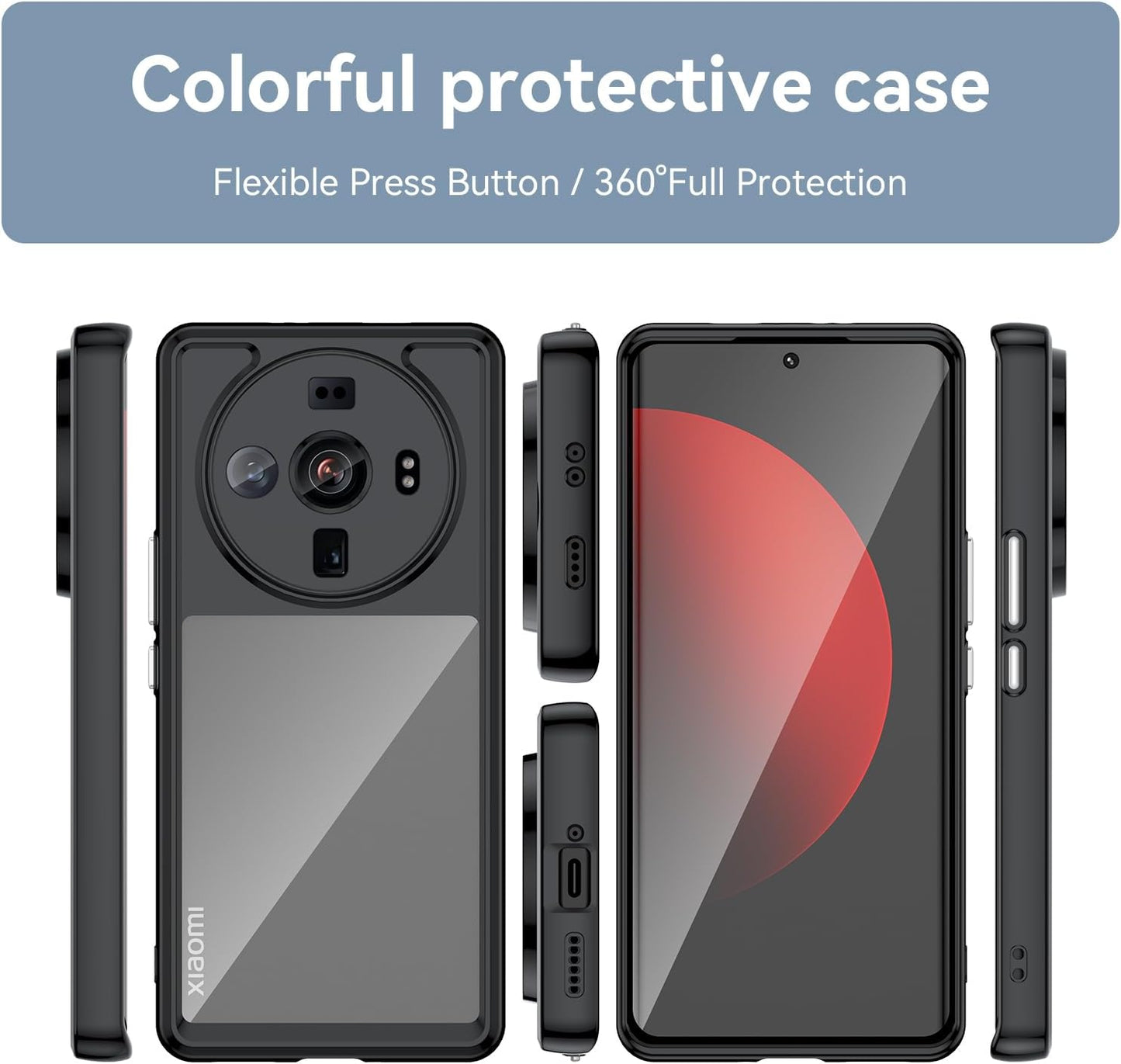 DFTCVBN Phone Case for Xiaomi 12S Ultra Case, 2203121C Case with HD Screen Protector, Soft Bumper with Clear Crystal PC Hard Back Shockproof Cover Cases for Xiaomi 12S Ultra 5G Black  DFTCVBN   