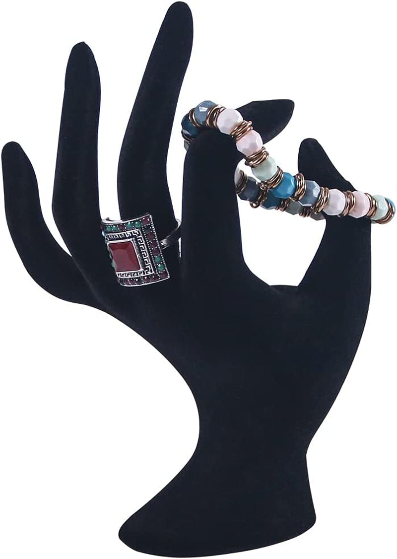 OK Gesture Ring Hand Holder,Jewelry Display Stand Hand Holder for Rings Bracelets Photo Props,Home Decoration(Black Velvet)  ByKen Jewelry   