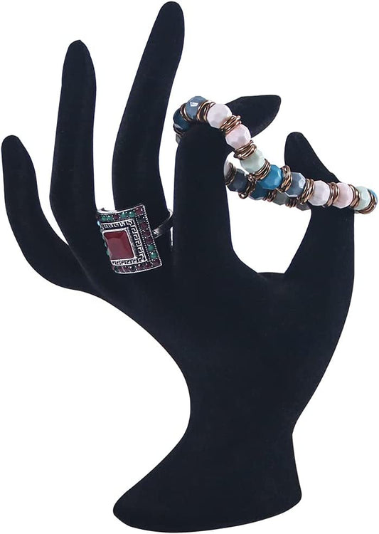 OK Gesture Ring Hand Holder,Jewelry Display Stand Hand Holder for Rings Bracelets Photo Props,Home Decoration(Black Velvet)  ByKen Jewelry   
