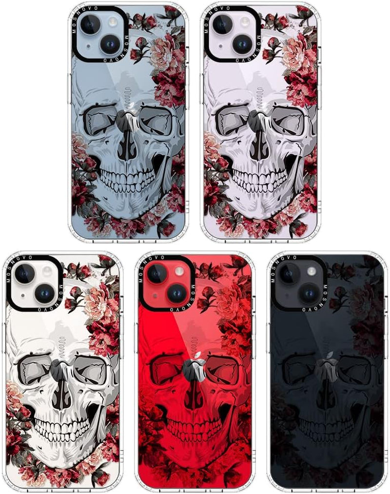 MOSNOVO Compatible with Iphone 14 plus Case, [Buffertech 6.6 Ft Drop Impact] [Anti Peel off Tech] Transparent Clear TPU Bumper Phone Case Cover with Floral Skull Designed for Iphone 14 plus 6.7"  MOSNOVO   
