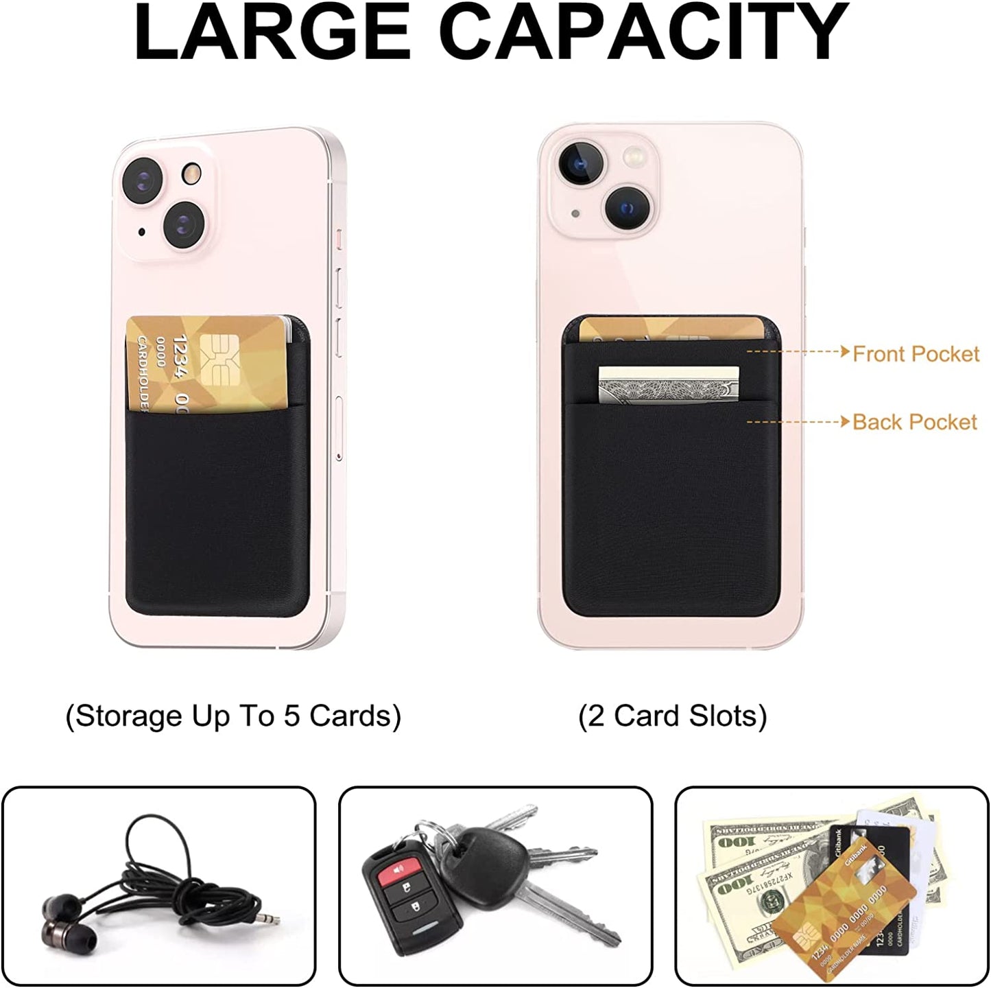 SHANSHUI Magnetic Wallet Compatible for Magsafe, Magnet Double Slots Phone Card Holder for Back of Phone Wallet Stick on Compatible for Iphone 14, Iphone 13, Iphone 12 Series & Magsafe Case  SHANSHUI   