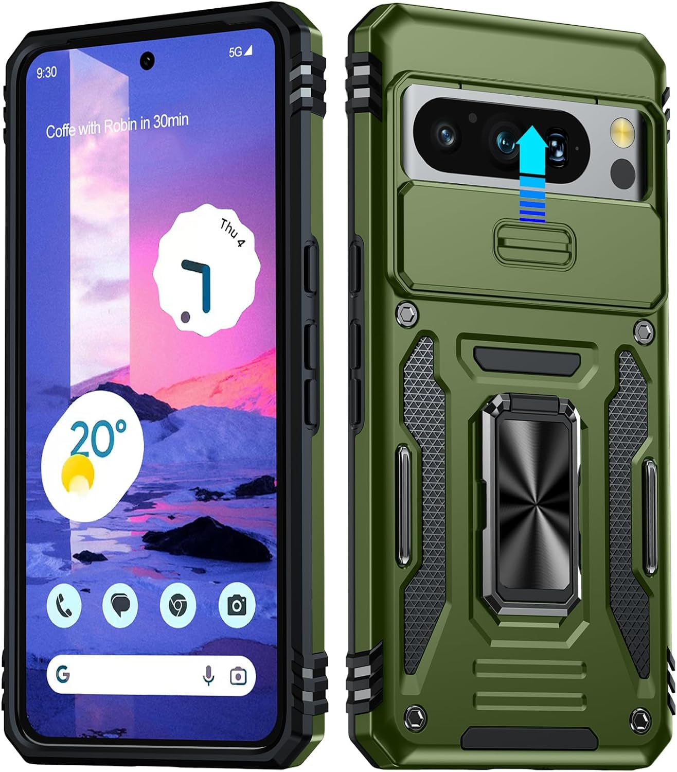 ANTSHARE for Google Pixel 8 Case Clear, Pixel 8 Case with [16FT Military Grade Drop Protection][Non-Yellowing], Slim Fit Case for Pixel 8 Phone 2023 - Crystal Clear  ANTSHARE Olive Green Google Pixel 8 Pro 
