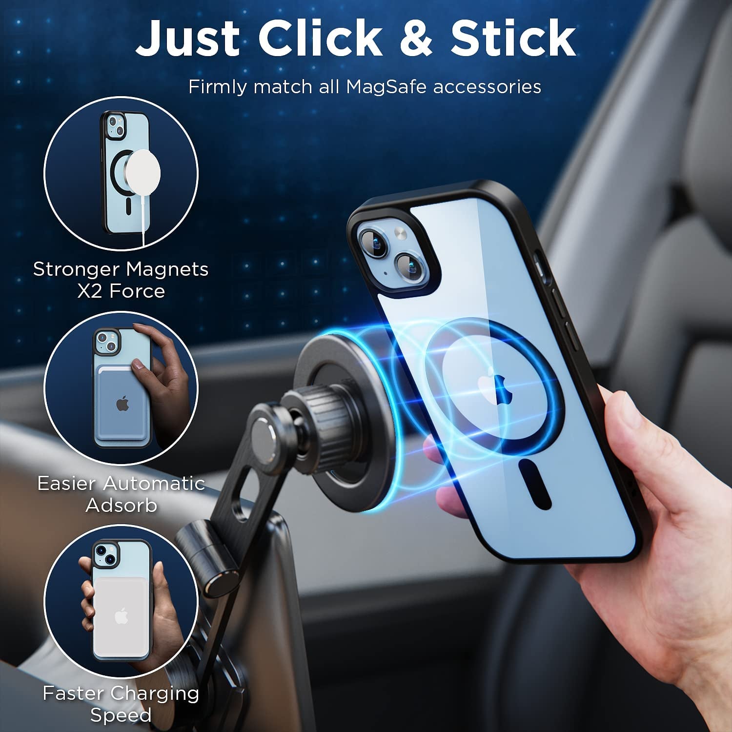 (2023 New) for Iphone 14 Case with Magsafe, [Strong Magnet] [Non-Yellowing] [10FT Military Grade Protection] Magnetic Clear Slim Mag Safe Bumper Thin Cover for (Apple Iphone14, Clear-Black)  Gotrays Gavin LLC   