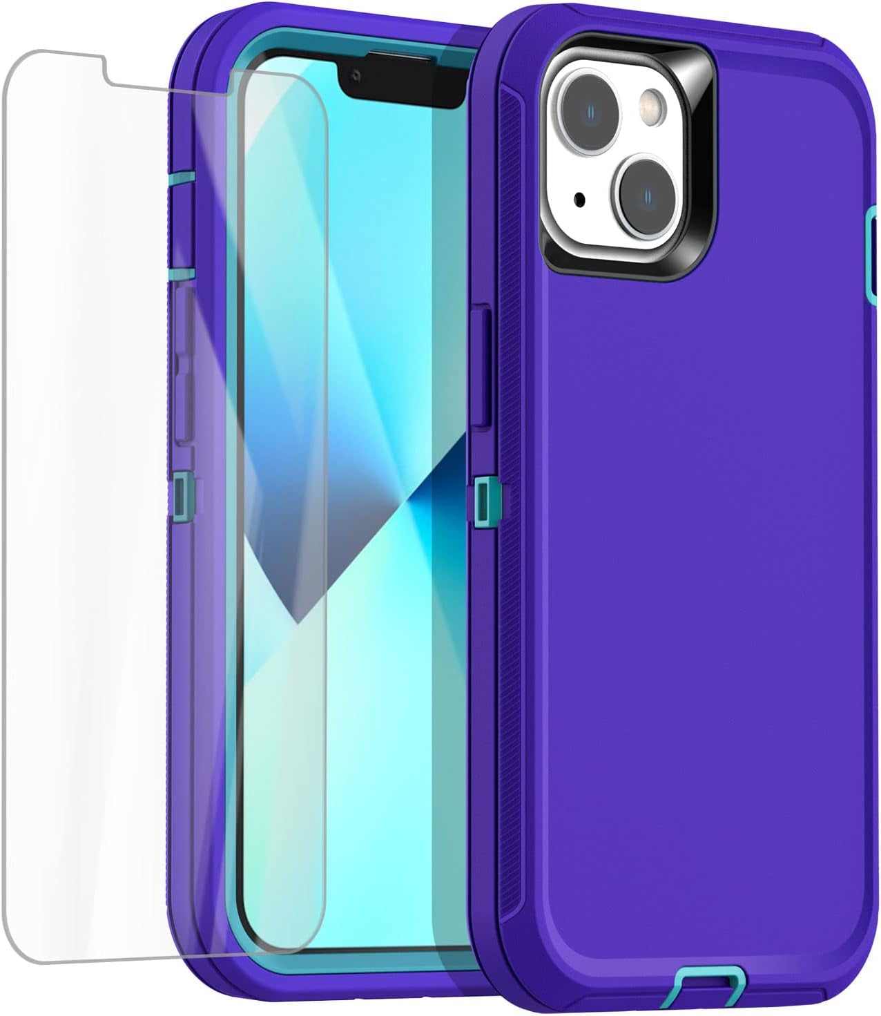 Aicase for Iphone 13 Mini Case(5.4") with Glass Screen Protector, Heavy Duty Drop Protection Full Body Rugged Shockproof/Dust Proof Military Protective Tough Durable for Iphone 13 Mini 5.4"_9  AICase   