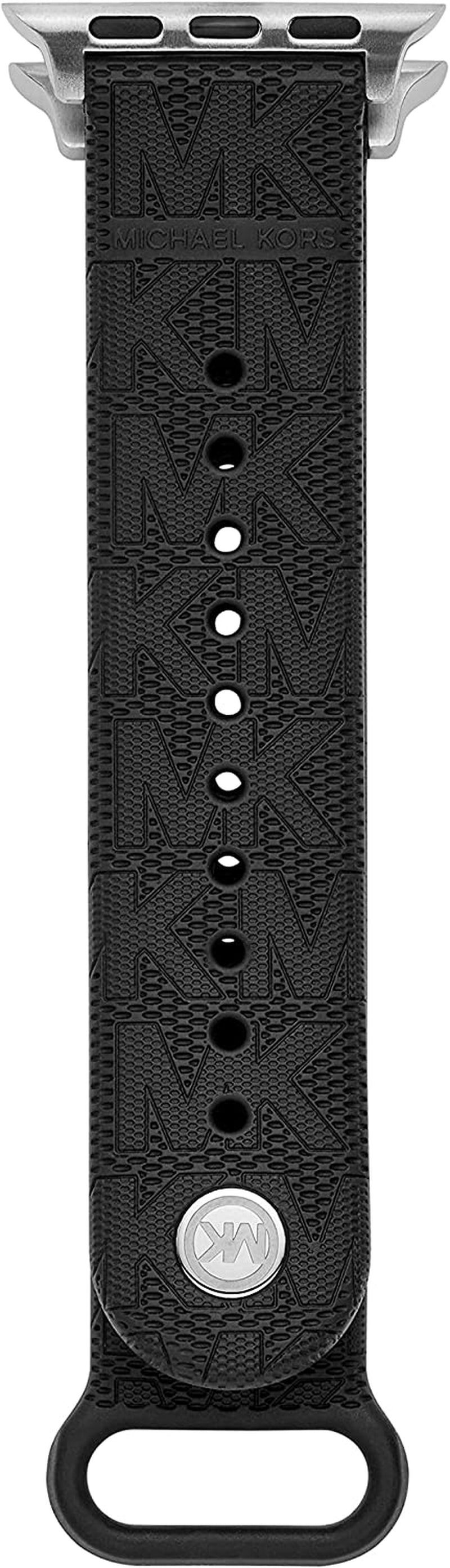 Michael Kors Interchangeable Watch Band Compatible with Your 38Mm/40Mm/41Mm Apple Watch- Leather or Silicone Bands for Apple Watch Series 8/7/6/5/4/3/2/1/SE  Michael Kors Black Silicone  