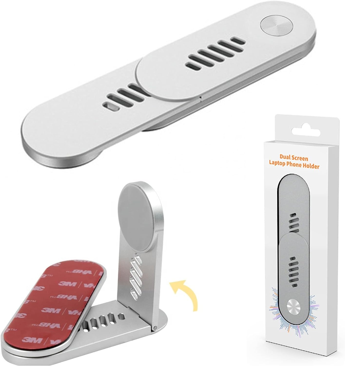 Jumping Frog Laptop Phone Holder, Adjustable Monitor Phone Mount, Iphone Monitor Mount Expansion Bracket, Slim Foldable Laptop Phone Mount for Iphone 14/13 Series / 12 Pro Max/ 12 Pro/ 12 Mini Silver  Jumping frog   