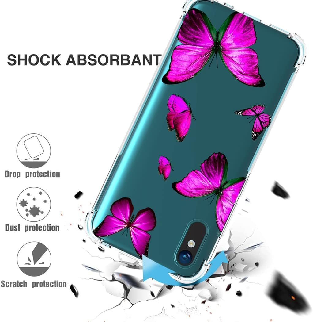 Zoeirc Case for Redmi 9A M2006C3Lg/Redmi 9I M2006C3LII Clear Case for Girls Women, Soft TPU Shockproof Protective Transparent Case Cover for Xiaomi Redmi 9A (Rose Butterfly)  Zoeirc   