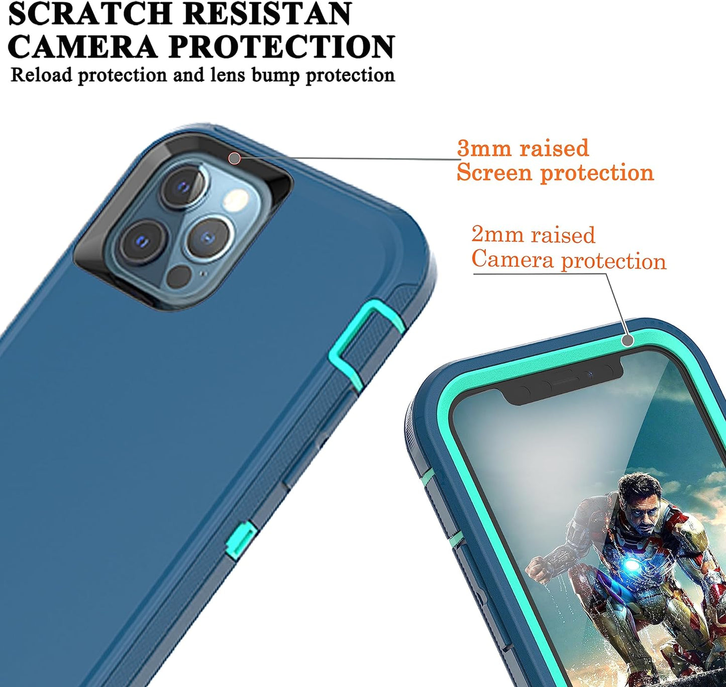 Ymhxcy for Iphone 11 Pro Case Shockproof Dropproof Dust-Proof Drop Proof 3-Layer Durable Phone Case Heavy Duty Protection Phone Case Cover for Apple Iphone 11 Pro 5.8“ Blue and Turquoise  YmhxcY   