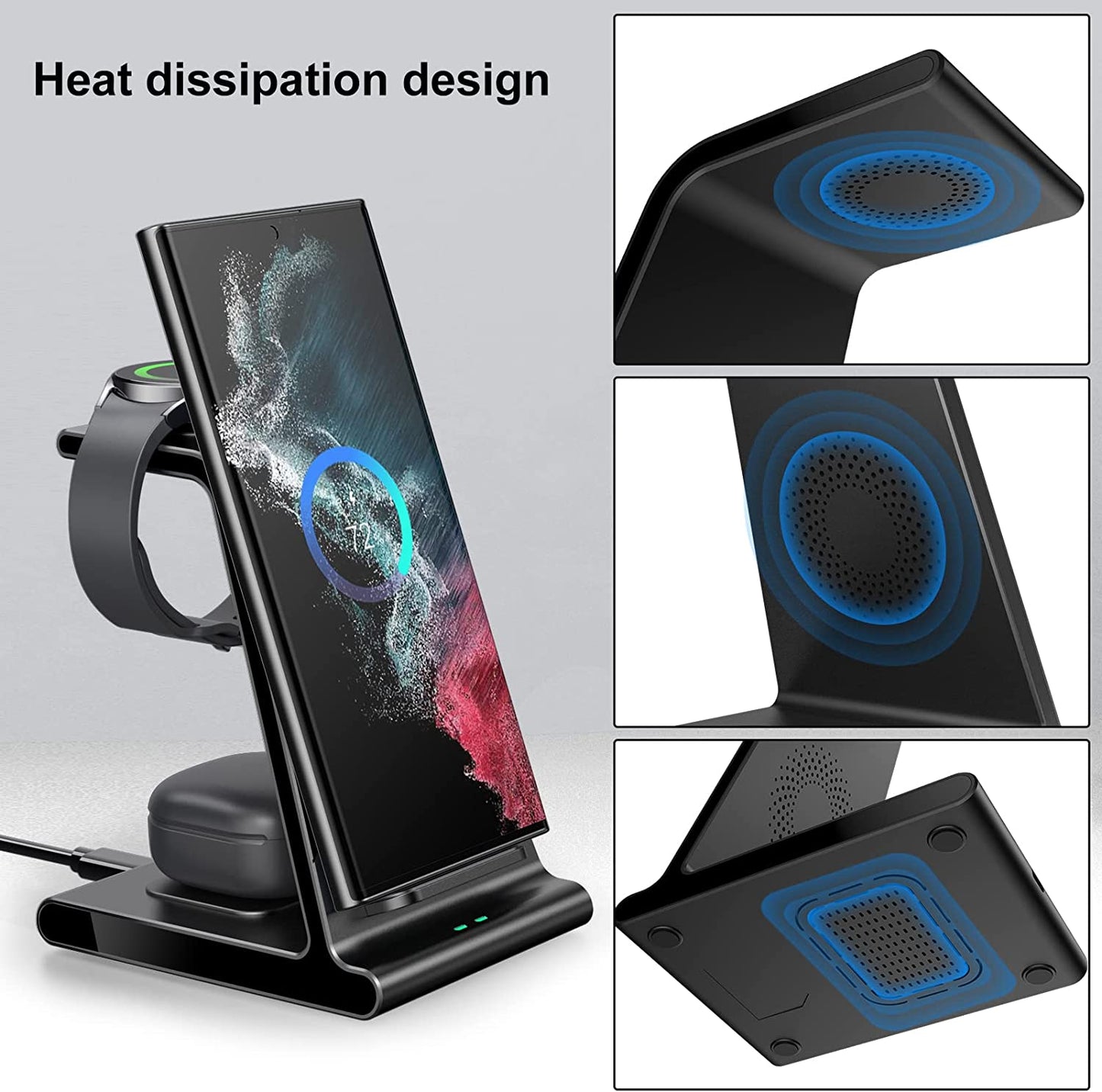 Wireless Charger for Samsung, Charging Station 3 in 1 Compatible with Samsung Galaxy S23 Ultra/S23+/S23/S22 Ultra/S22+/S22/Note 20/Z Fold 4/Z Flip 4, for Galaxy Watch 5 Pro/5/4, Galaxy Buds 2 Pro/Pro  Shenzhen Xuanfeng Innovations Technology Co., Ltd.   