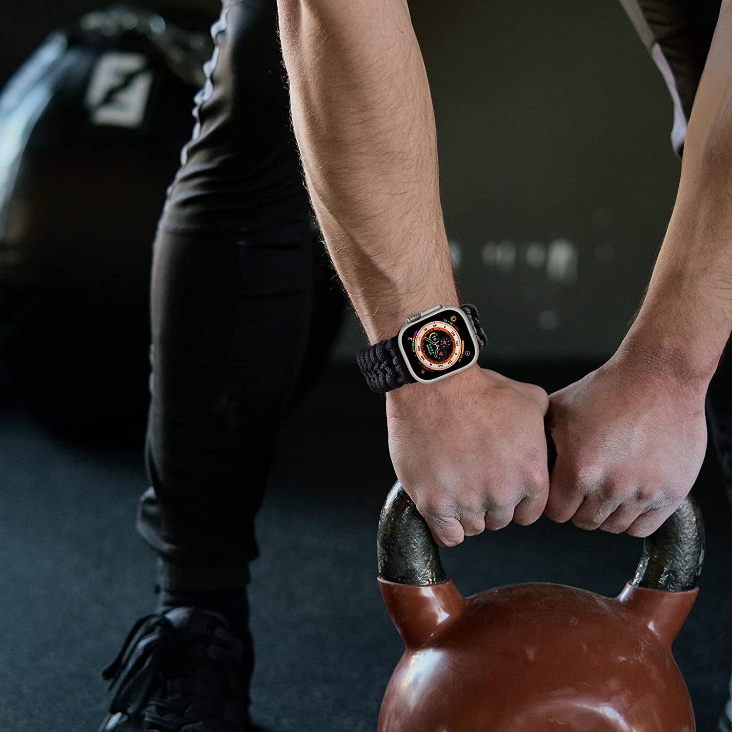 V-MORO Compatible for Apple Watch Band 49Mm 44Mm 45Mm 42Mm, Rugged Military Paracord Nylon Sport Iwatch Ultra Bands Series 8 7 6 SE 5 4 3 2 1 Men Women, Xl-Black  V-MORO   