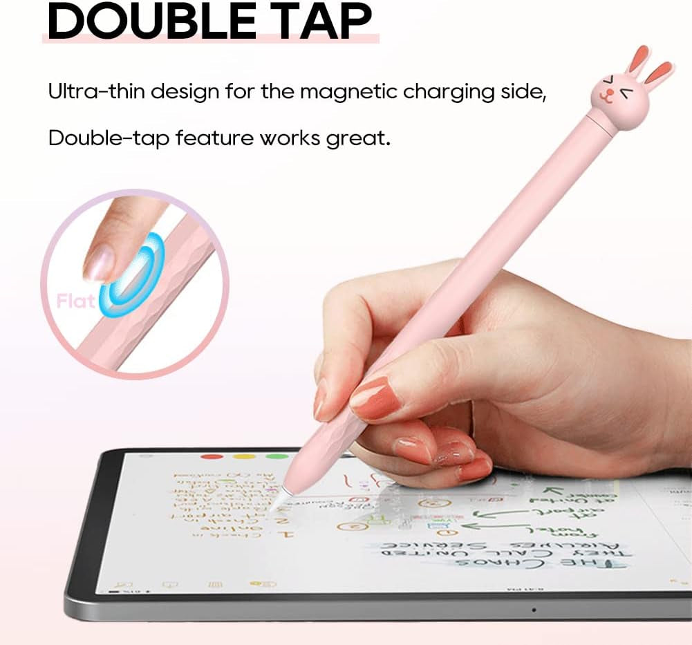 Case for Apple Pencil 2Nd Generation Case Sleeve Soft Silicone Cute Cartoon Rabbit Design Protective Cover Holder Accessories Compatible with Apple Pencil 2Nd Gen (Pink Rabbit)  Meowster   