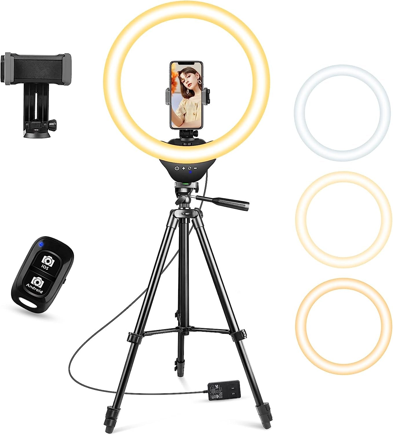 Torjim 14'' Ring Light with Tripod Stand, LED Selfie Ring Light with Stand and Phone Holder, Perfect for Tiktok/Youtube/Recording/Photography/Makeup, Compatible with All Phones  Torjim   