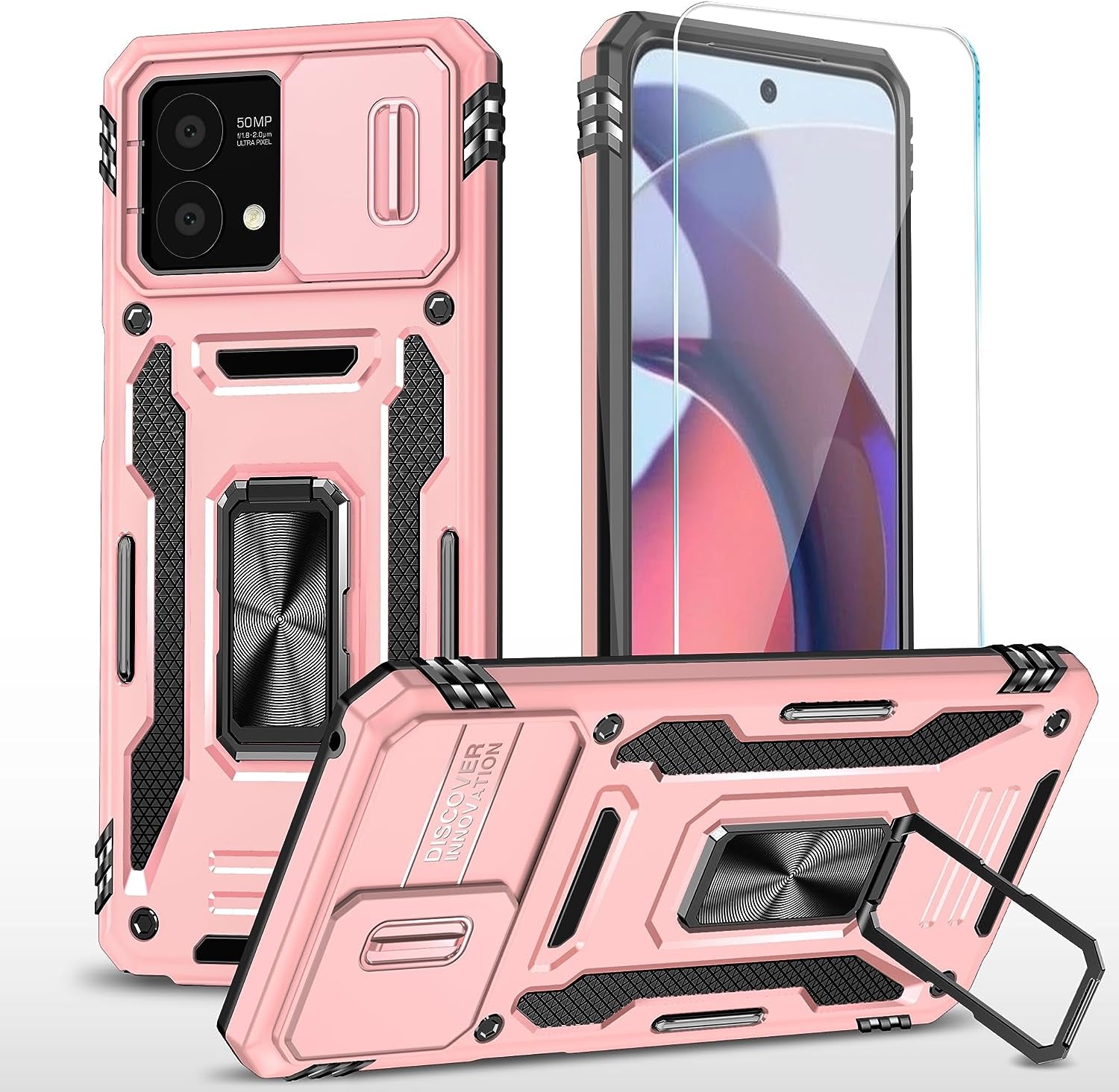 Sunstory for Motorola Moto G Stylus 5G 2023 Case with Tempered Glass Screen Protector & Slide Camera Cover & Kickstand, [Military-Grade] Phone Case for Moto G Stylus 5G 2023 (Blue)  SunStory Z_Rosegold  