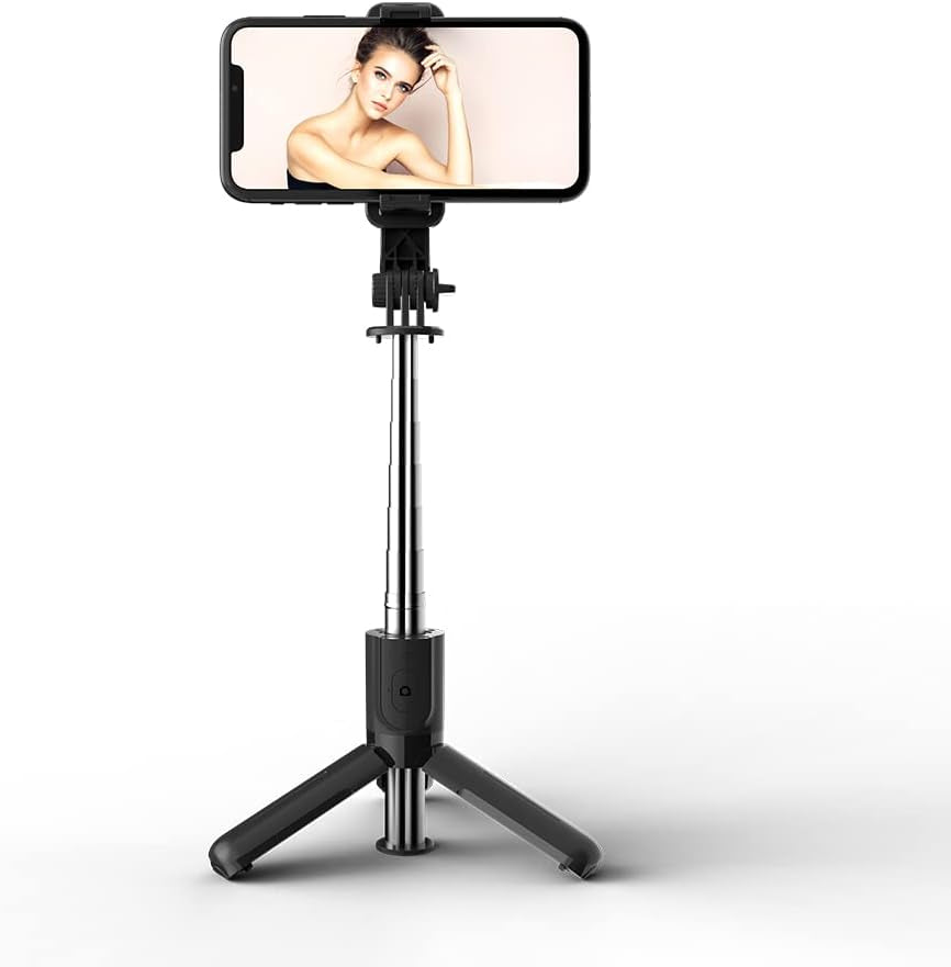 KOMI Selfie Stick - 4 in 1 Selfie Stick Tripod Extendable Phone Tripod Portable with Detachable Wireless Remote Compatible with Iphone Samsung Camera Android (Mini Black)  KOMI   