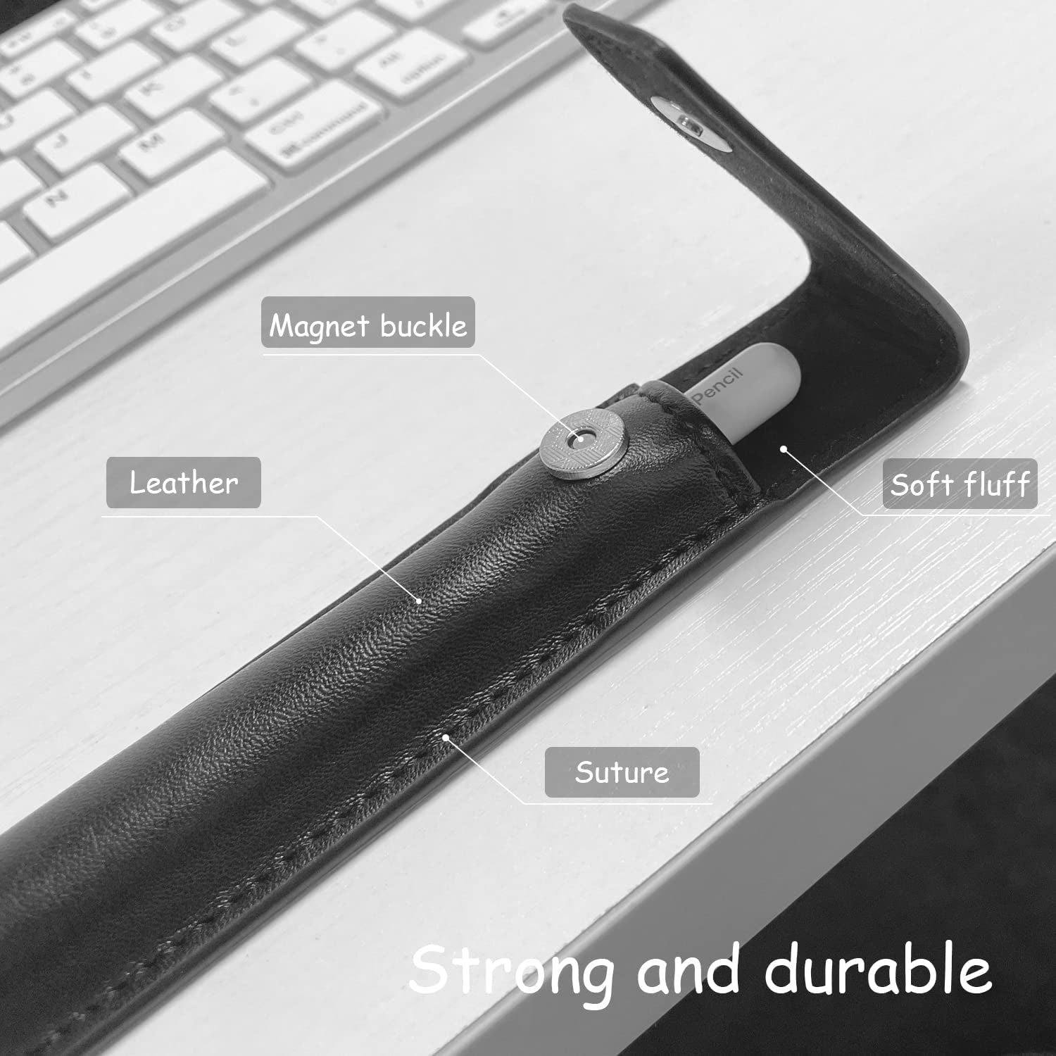 YINVA Pencil Holder Case Compatible with Apple Pencil 2Nd Generation and 1St, PU Pencil Cover Accessories Designed for Ipad Case and Stylus Pen (Black)  YINVA   