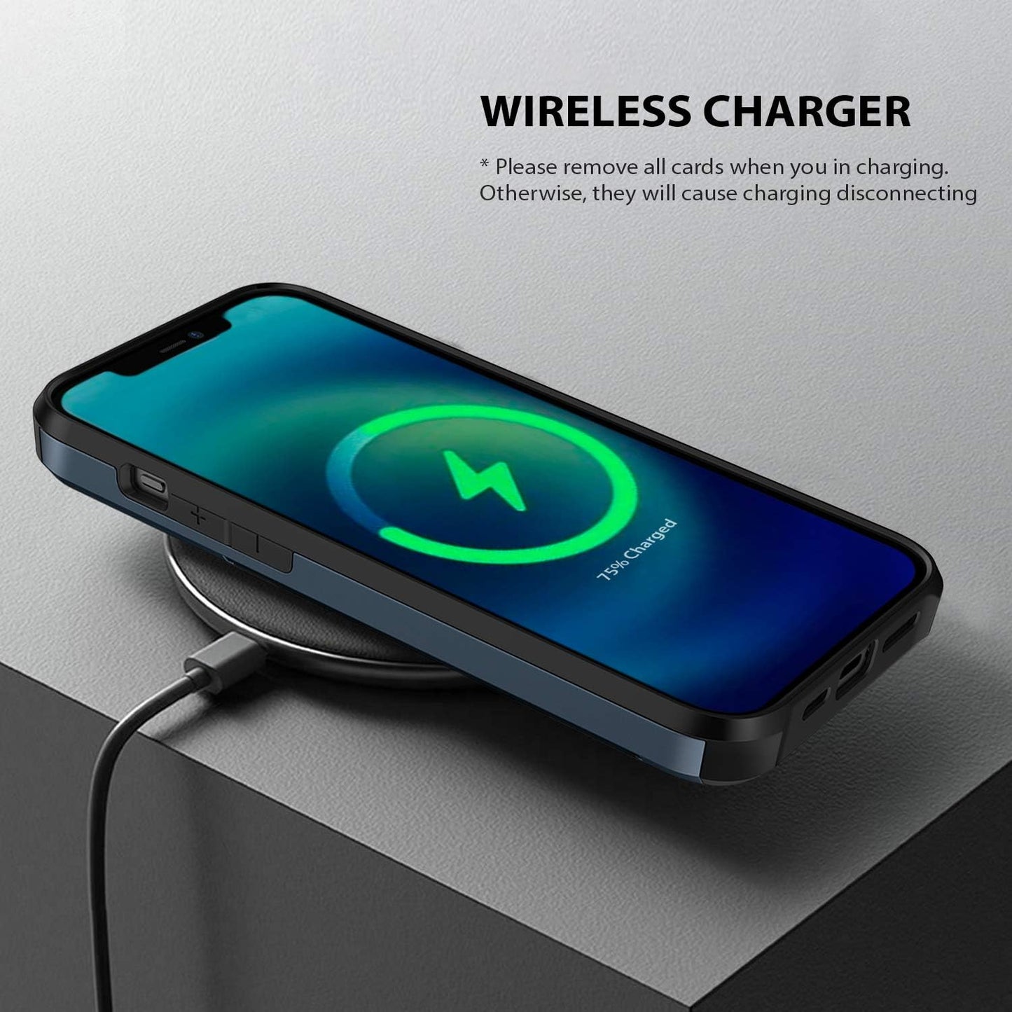 Zuslab Wallet Case Compatible with Apple Iphone 12 Pro Max, Cover with Card Holder, Shockproof anti Scratch Replacement for Iphone 12 Pro Max, with Screen Protector [X2Pack] Dark Blue  ZUSLAB   