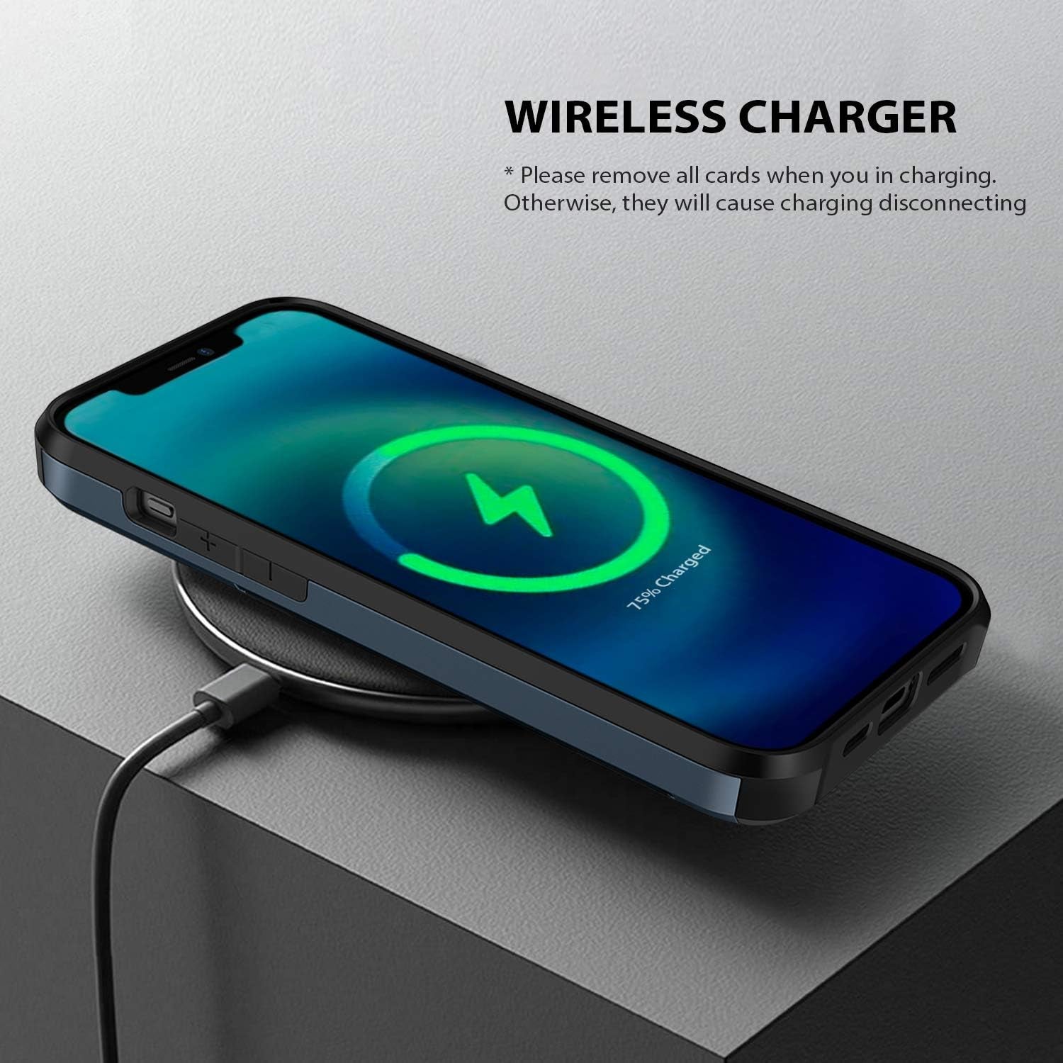 Zuslab Wallet Case Compatible with Apple Iphone 12 Pro Max, Cover with Card Holder, Shockproof anti Scratch Replacement for Iphone 12 Pro Max, with Screen Protector [X2Pack] Dark Blue  ZUSLAB   