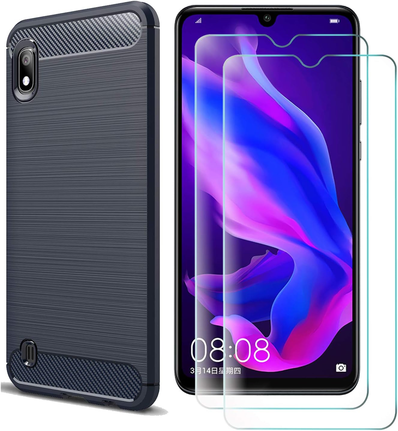 Aidinar Case for Sony Xperia L3, Slim Navy Soft TPU Case + [2 Pack] Sony Xperia L3 Tempered Glass Screen Protector, Flexible Silicone Cover for Sony Xperia L3 Phone Cover  Aidinar   