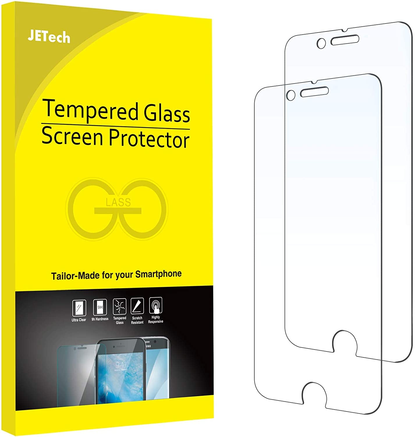 Jetech Screen Protector for Iphone 8 plus and Iphone 7 Plus, 5.5-Inch, Tempered Glass Film, 2-Pack  JETech   