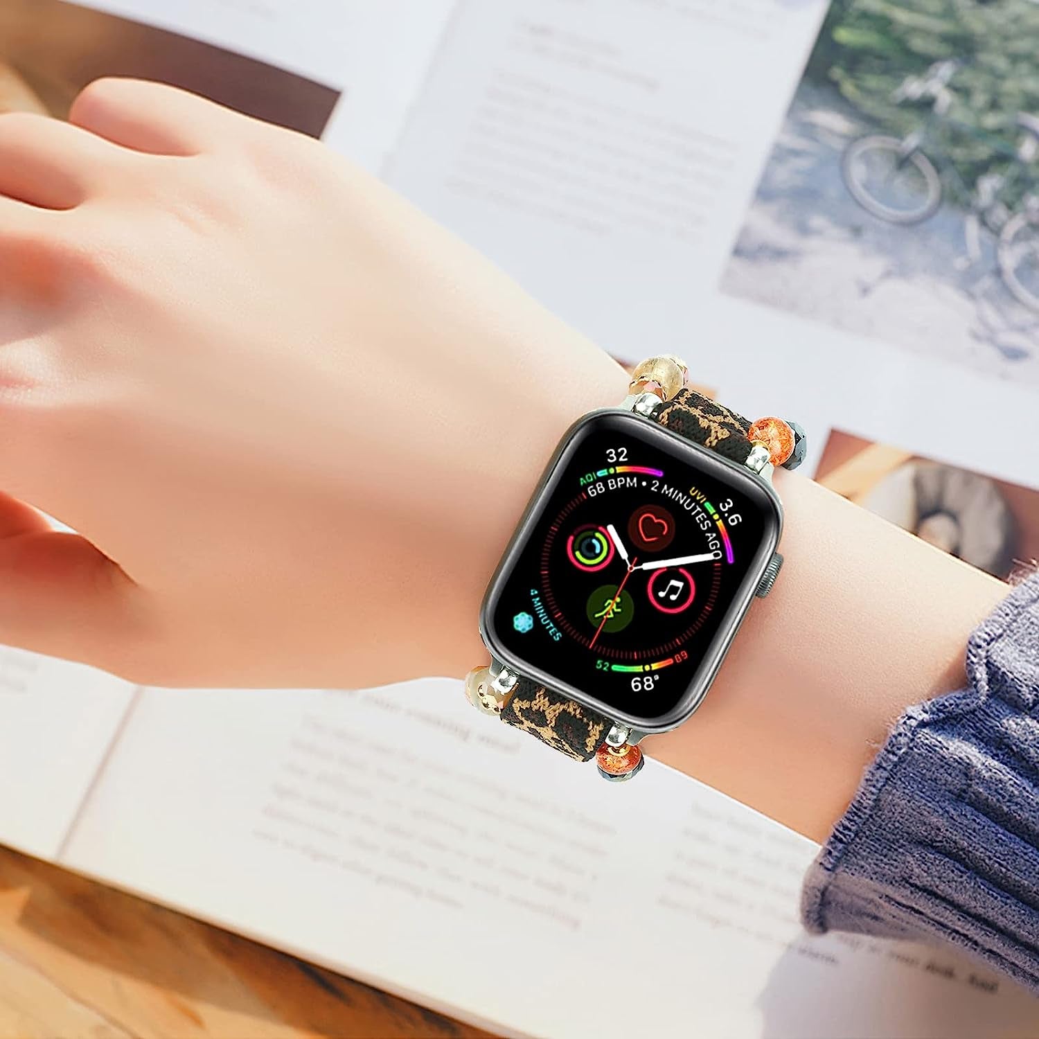 LHXYUO Beaded Bracelet Compatible for Apple Watch Band 38Mm 40Mm 41Mm 42Mm 44Mm 45Mm 49Mm for Women Fashion Cute Handmade Elastic Stretch Strap for Iwatch Ultra SE Series 8 7 6 5 4 3 2 1  LHXYUO   