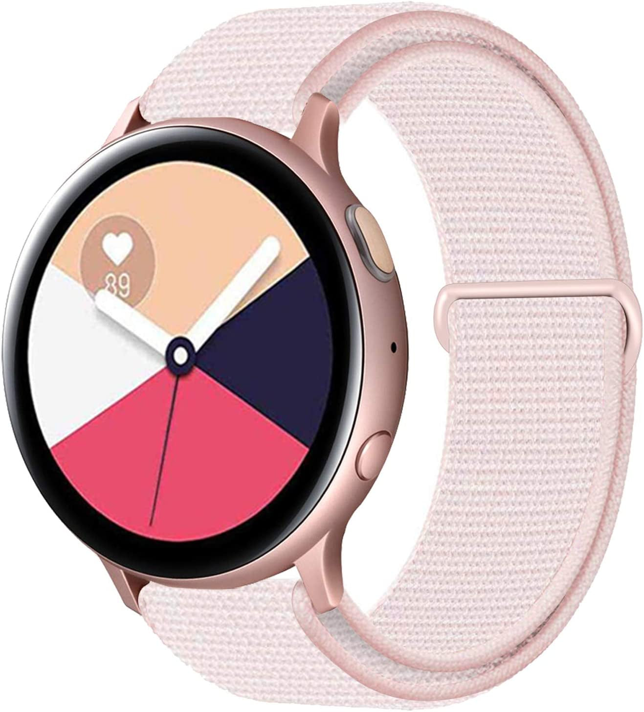 Morsey 20Mm Quick Release Watch Band Compatible with Samsung Galaxy Watch Active 2 40Mm 44Mm/ 42Mm/Pebble/Gizmo/Ticwatch Smart Watch, Nylon Breathable Replacement Sport (Black)  Morsey Pearl pink  