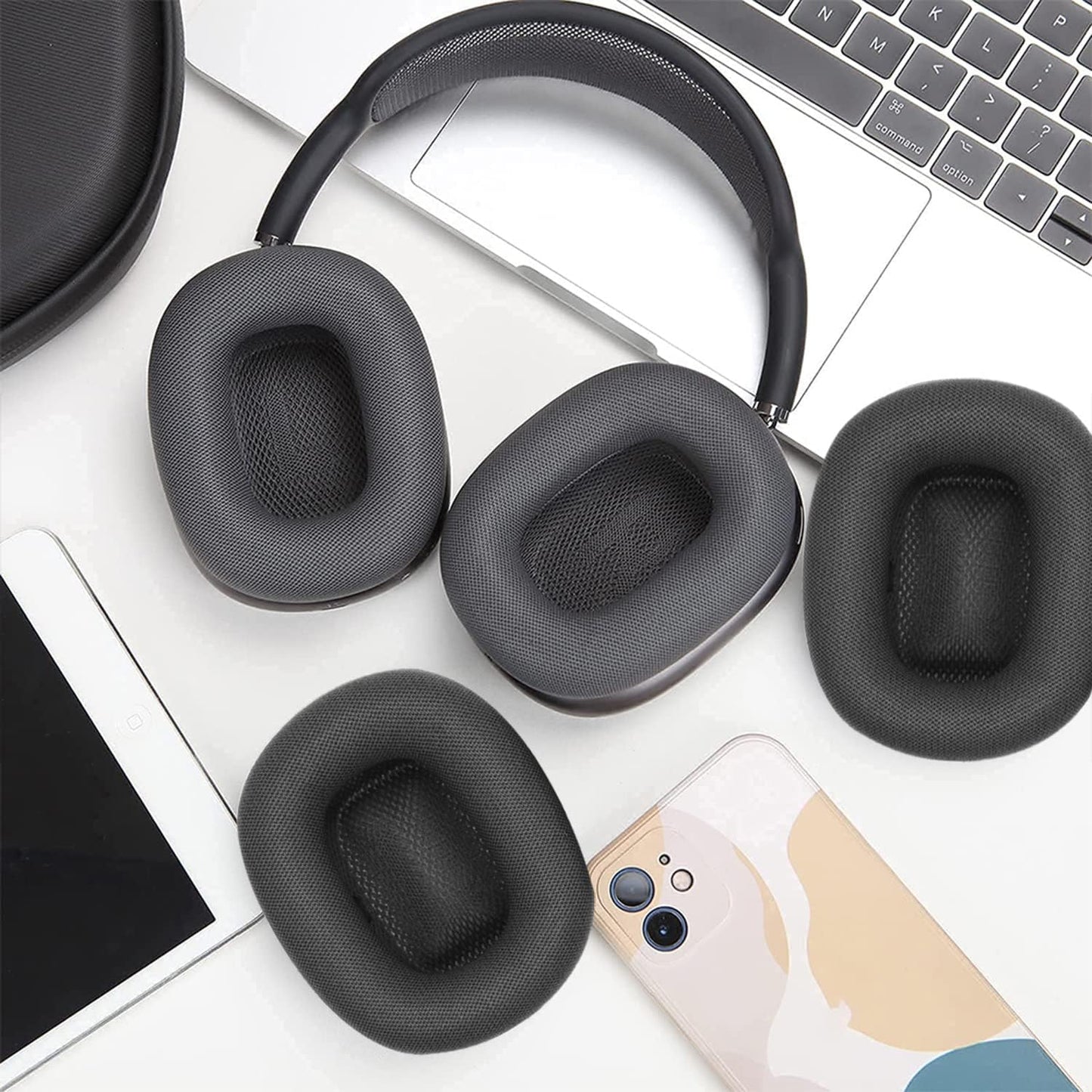 Replacement Ear Pads for Airpods Max Headphone Breathable Mesh Fabric Earpads Covers Easy to Install with Magnet Ear Pads Earmuff Repair Part(Dark Grey)  Adhiper   