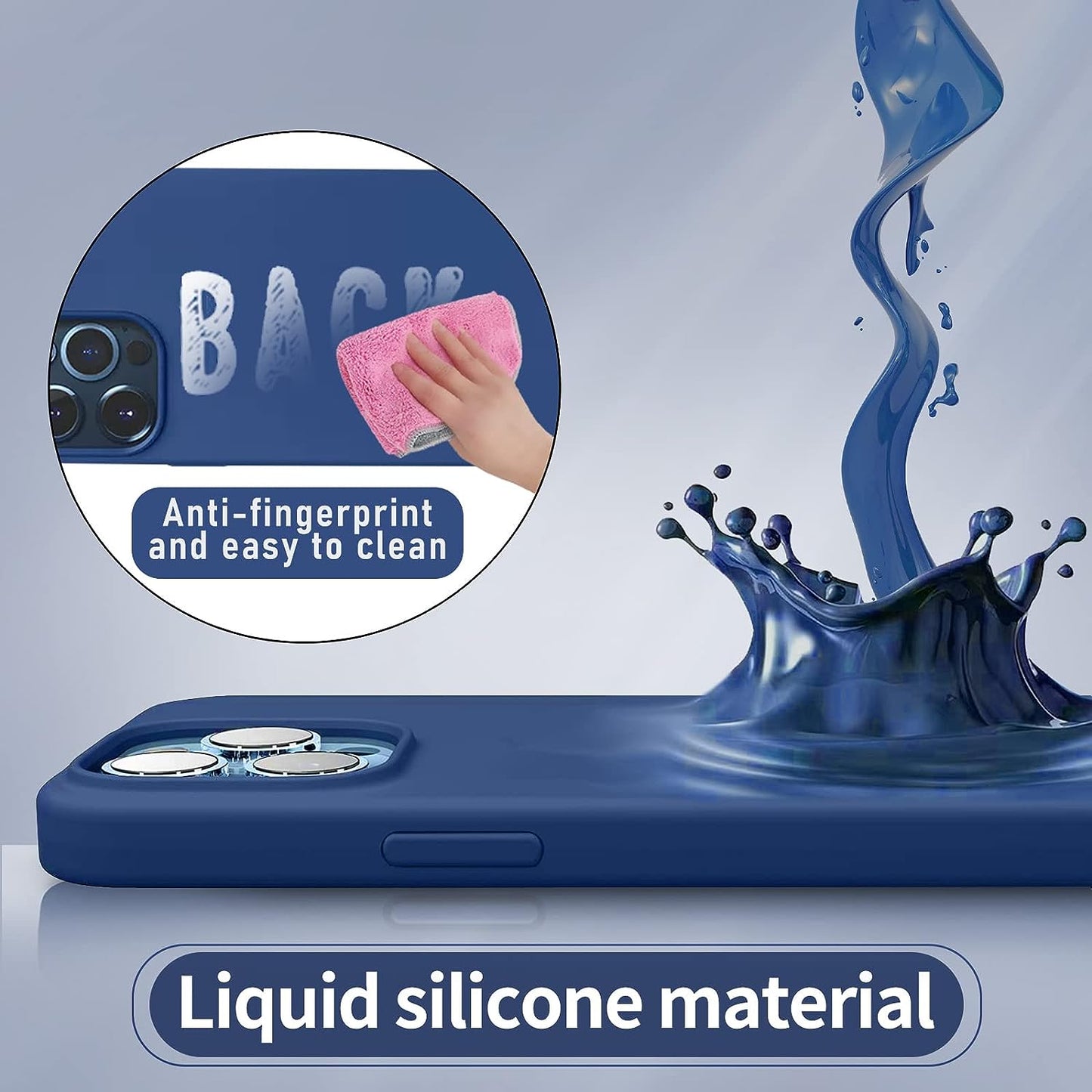 YOZEB Silicone Case Designed for Iphone 13 Pro Max, Shockproof Anti-Scratch and Anti-Fingerprint 4-Layer Full Body Protective Cover Slim Phone Case Compatible with Iphone 13 Pro Max 6.7 Inches (Blue)  YOZEB   