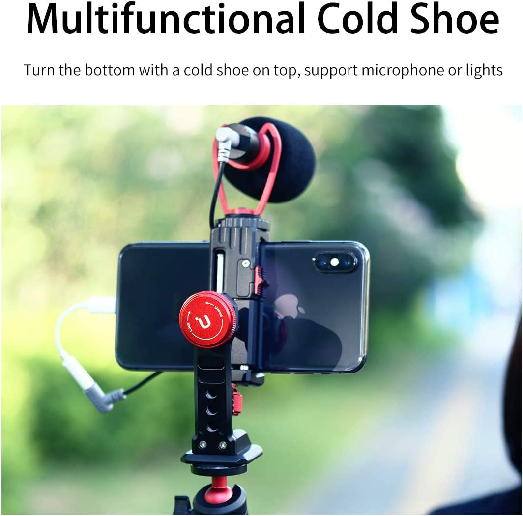 Cell Phone Tripod Mount, ULANZI ST-14 Smartphone Tripod Mount Adapter Aluminum with Cold Shoe, 360° Cell Phone Stand Holder Clamp for Iphone 13 12 11 Max Pro Iphone X XR Xs 6 7 Plus  PICTRON   