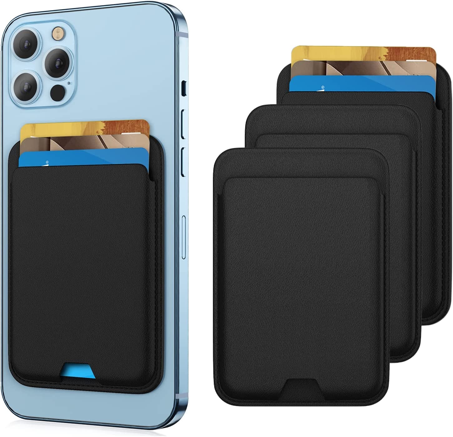 Magnetic Wallet Card Holder Compatible with Apple Magsafe Wallet for Iphone 14 Pro Max/14 Pro/14/14 Plus, Mag Safe Wallet for Iphone 13 Pro Max/13 Pro/13/13 Mini/Iphone 12 Series, Midnightblack  iLodn Black Black Black  