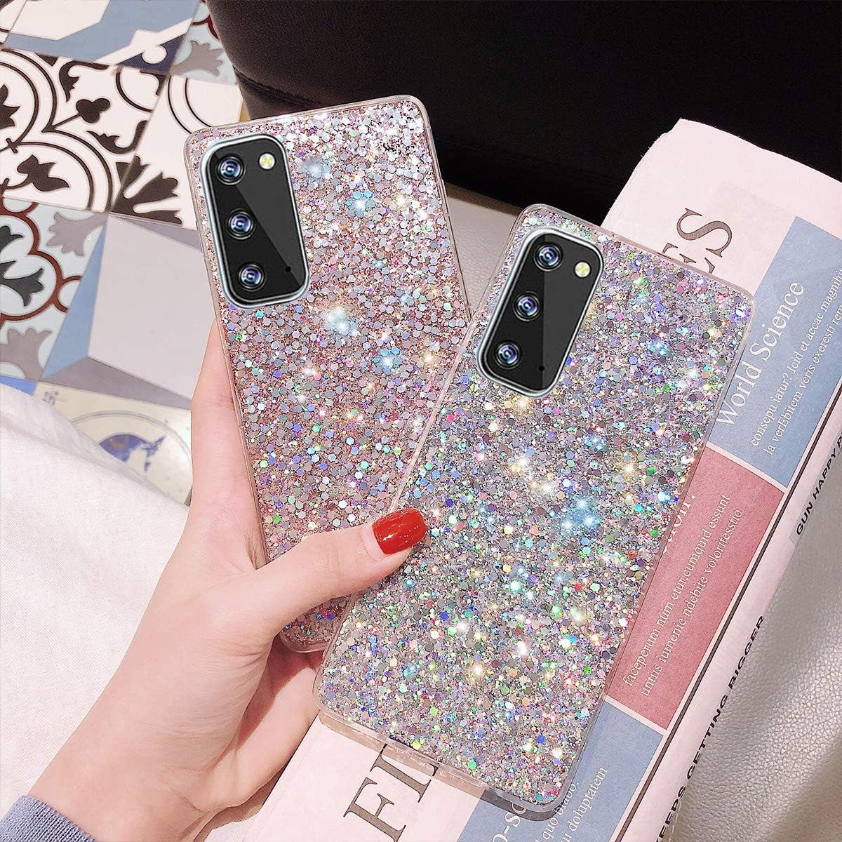 Topwin Galaxy S21 plus 6.7'' Glitter Case, Sparkle Bling Shiny Diamond Slim Soft Reflective TPU Rubber Bumper Girl Women Protective Case for Samsung Galaxy S21 plus 6.7 Inch 2021 (Silver)  Topwin   